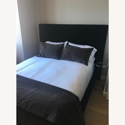 Used RH Black Linen Headboard and Footboard for sale on AptDeco