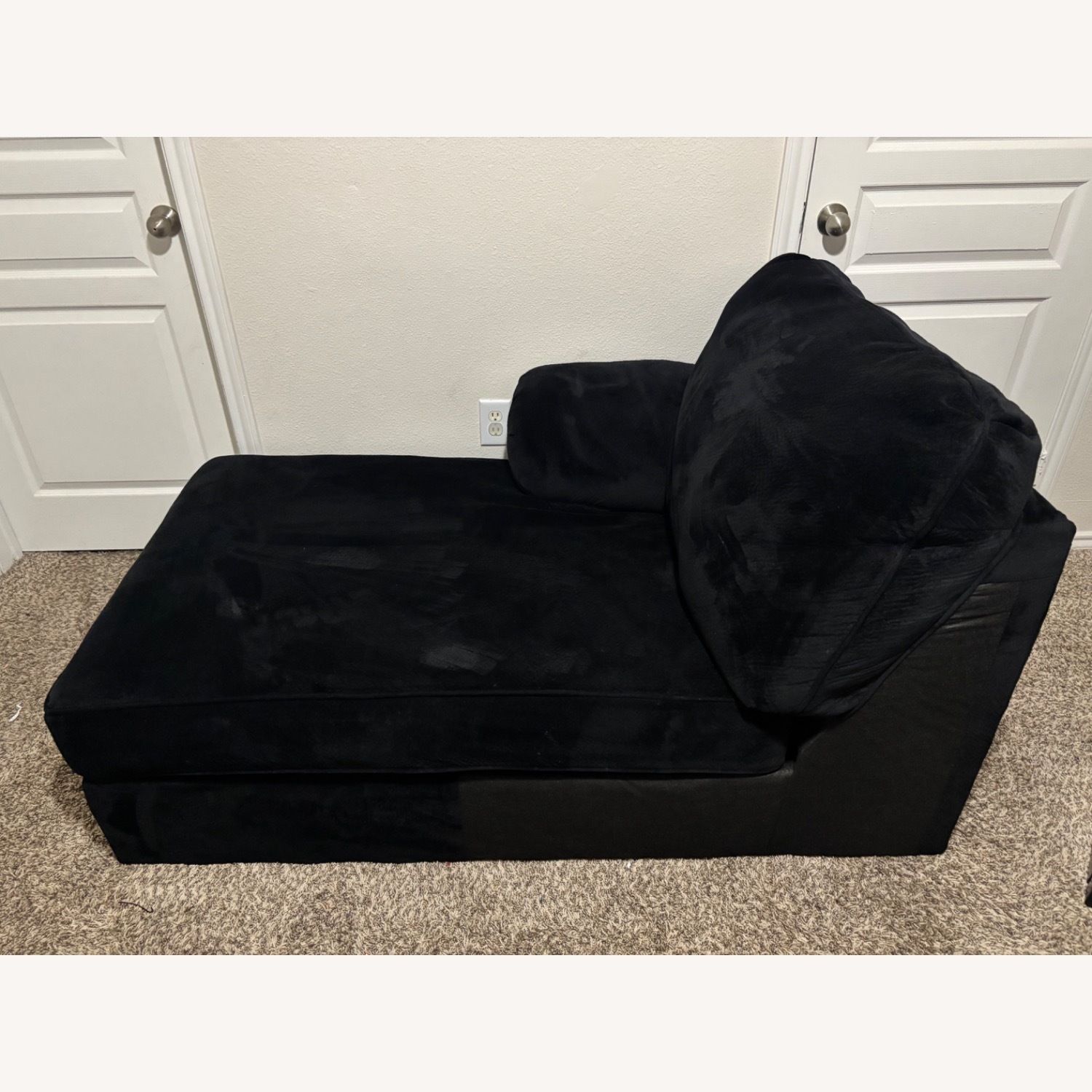 Loveseat Black Velvet Couch - image-1