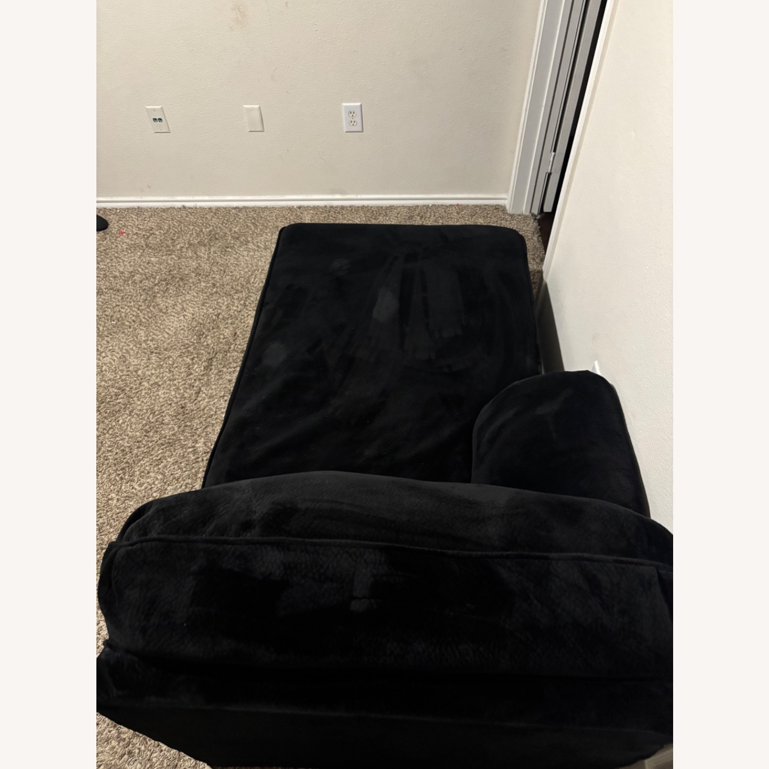 Loveseat Black Velvet Couch - image-6