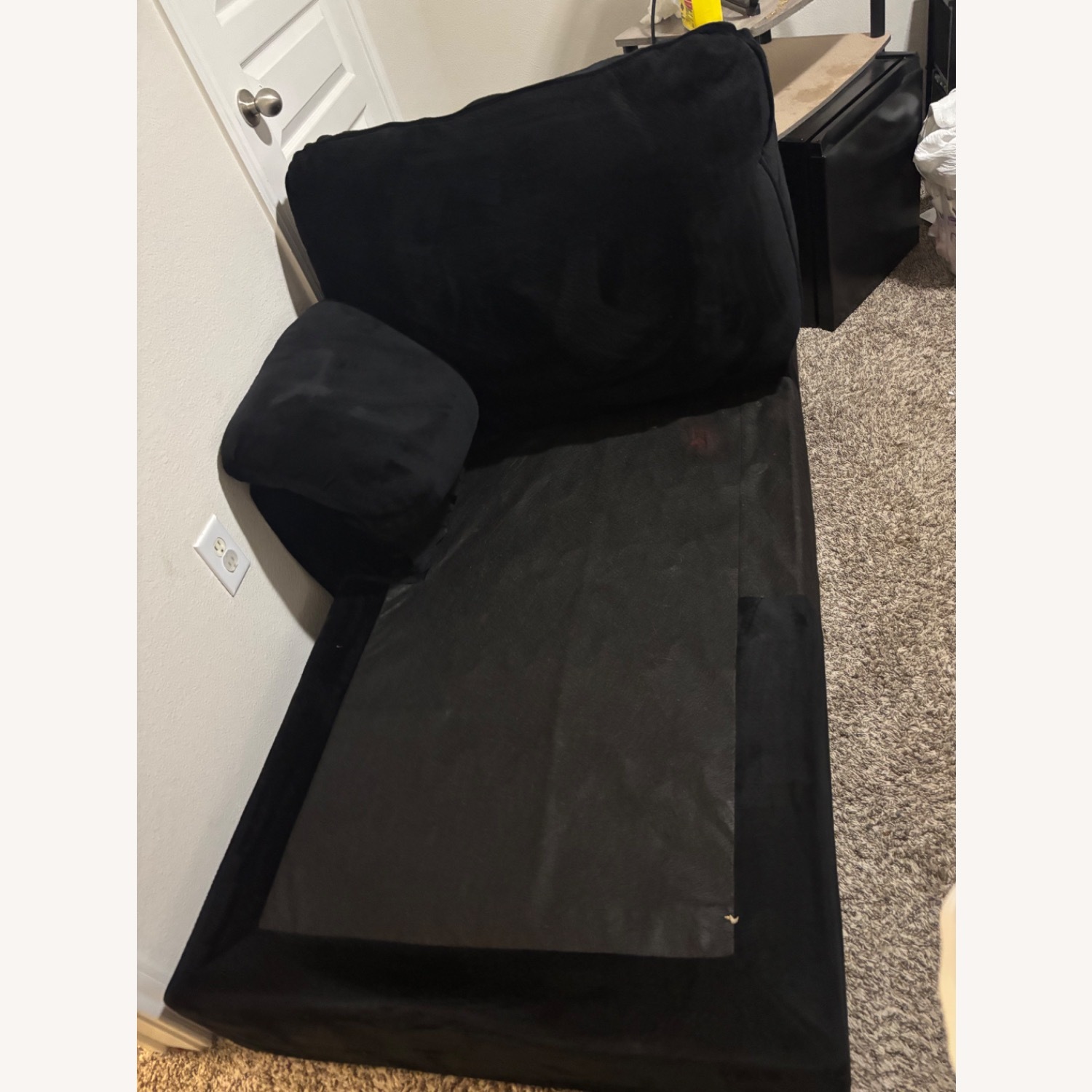 Loveseat Black Velvet Couch - image-5