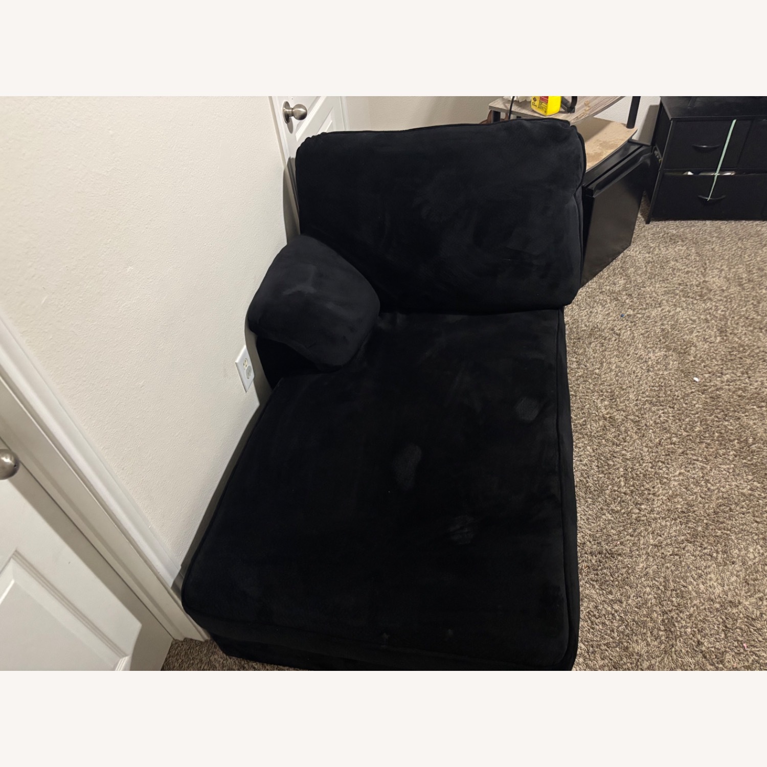 Loveseat Black Velvet Couch - image-2