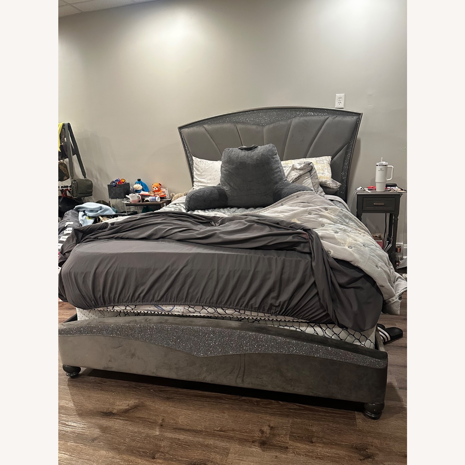 LED Light Gray Queen Size Bed Frame - image-2