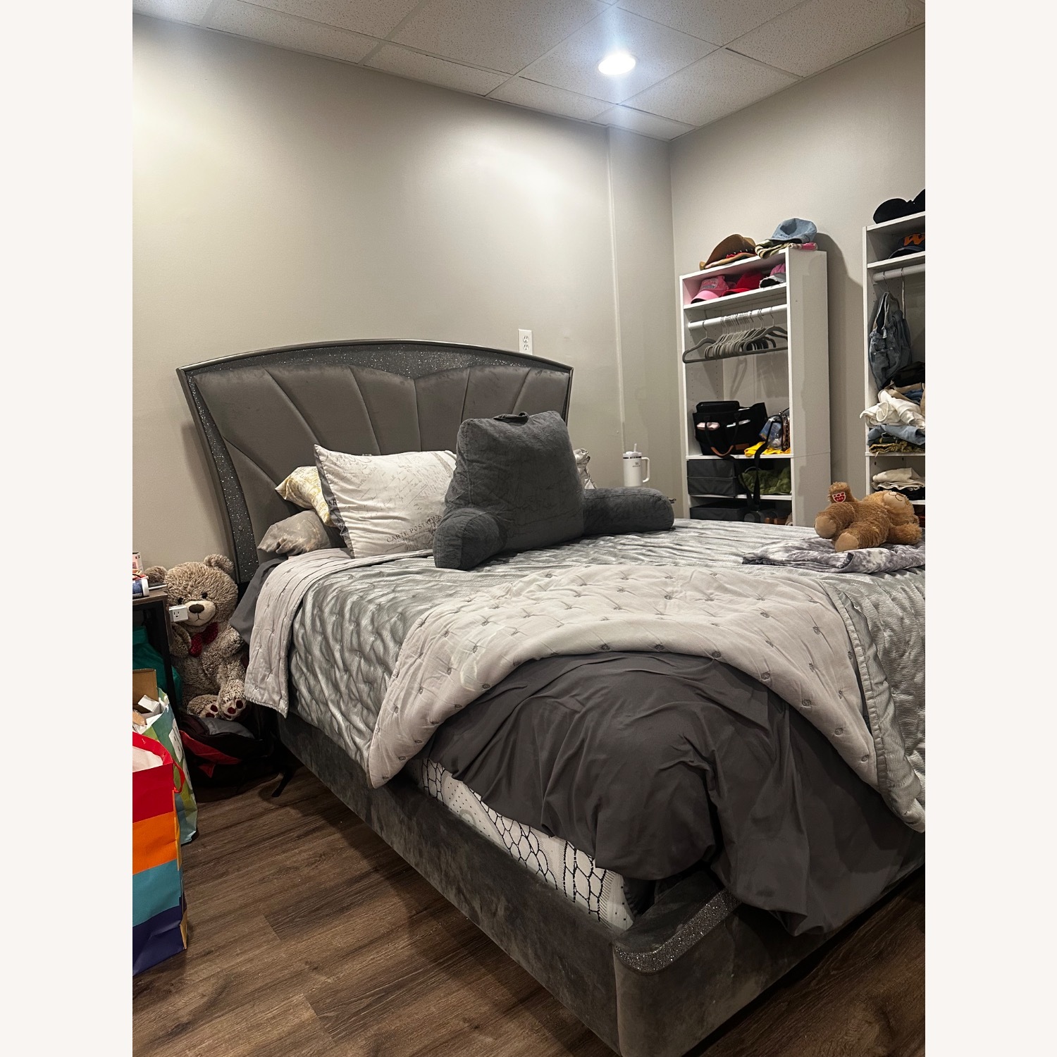 LED Light Gray Queen Size Bed Frame - image-3