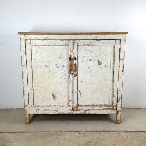 Used Vintage Rustic Two-Door Cabinet, Distressed Finish for sale on AptDeco