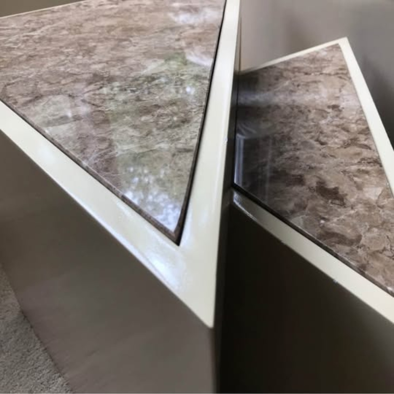 Custom made Lacquered End Tables With Marble Inset - image-4