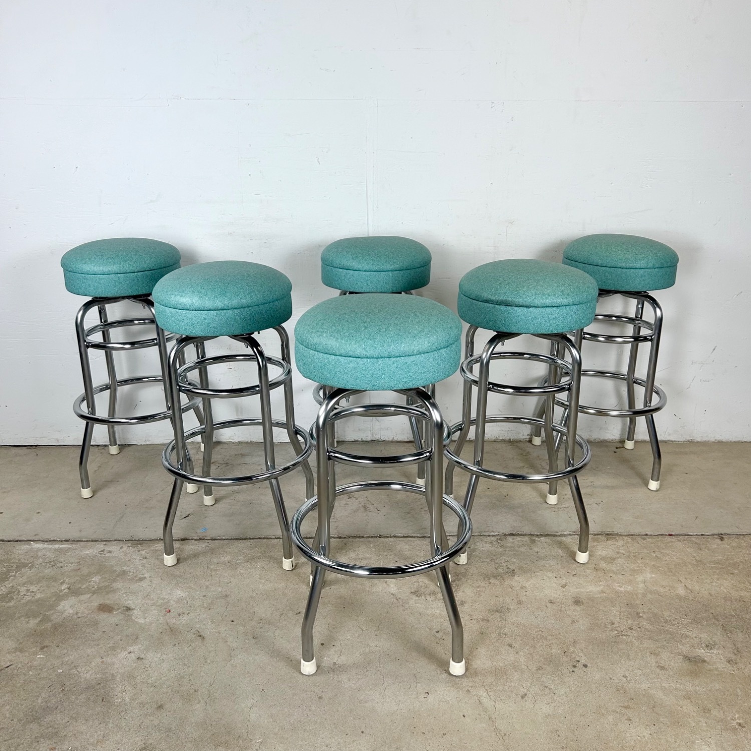 Vintage Modern Swivel Barstools- Set of Six - image-5