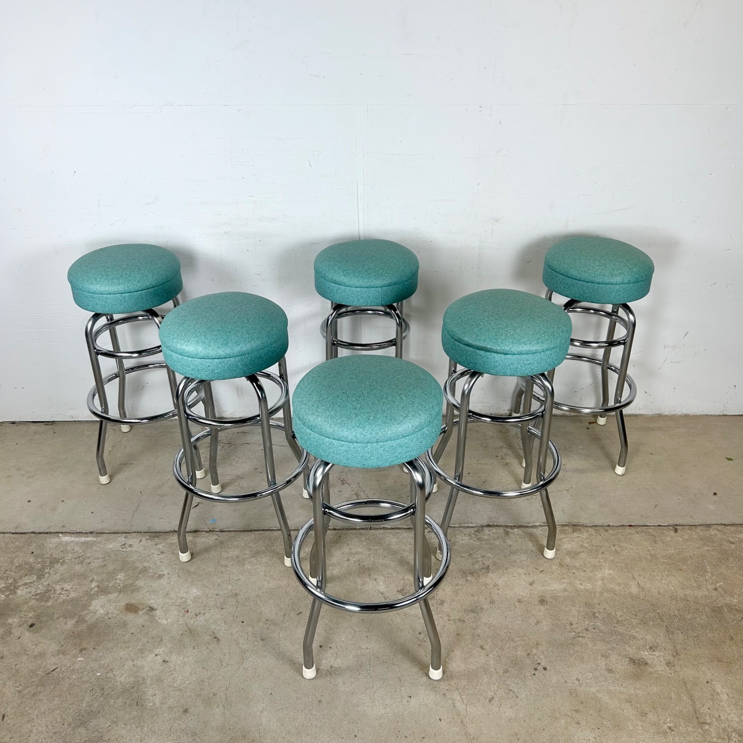 Vintage Modern Swivel Barstools- Set of Six - image-11