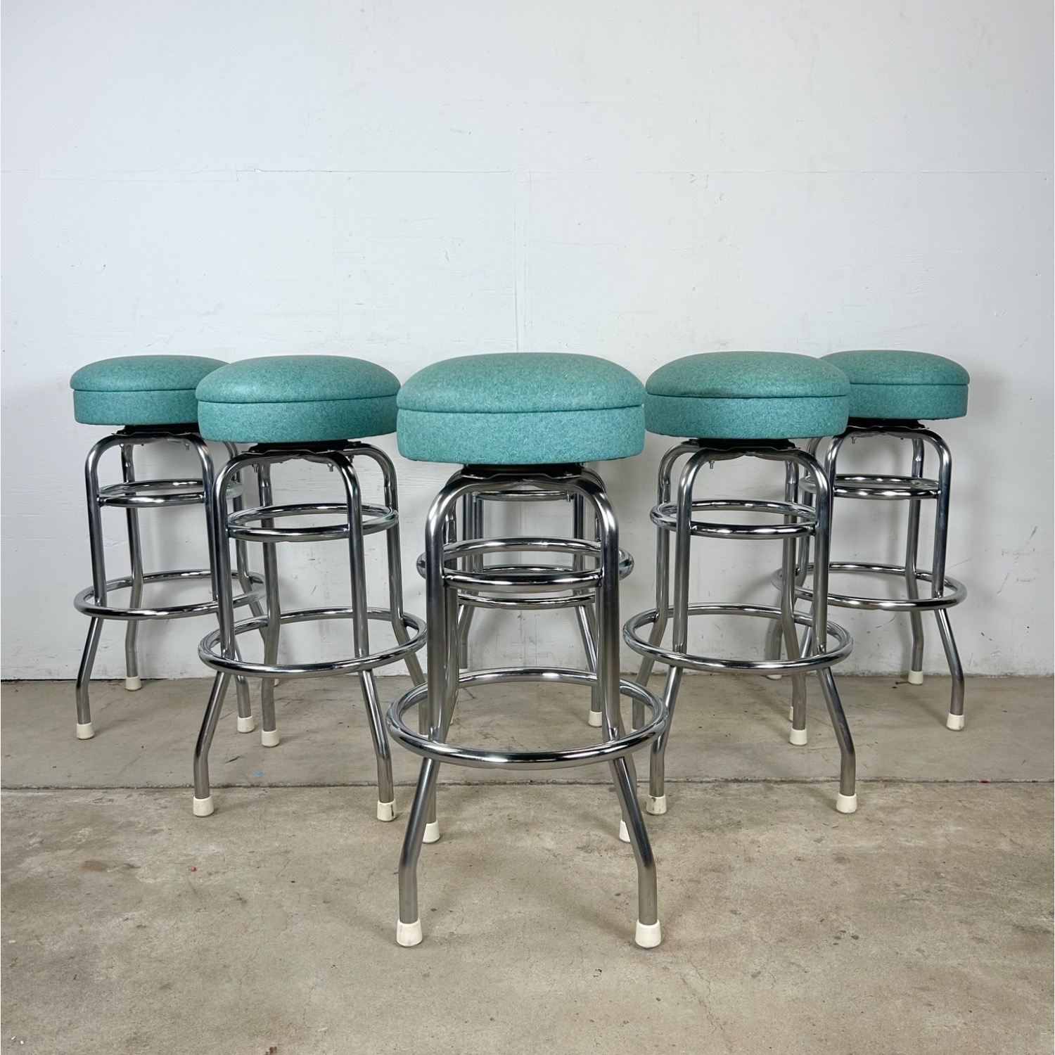 Vintage Modern Swivel Barstools- Set of Six - image-4