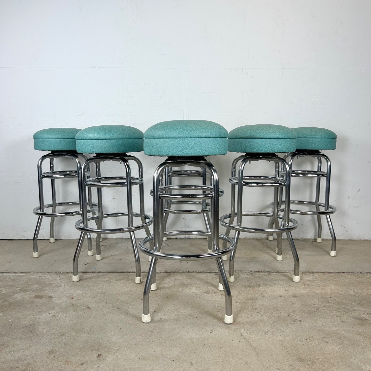 Vintage Modern Swivel Barstools- Set of Six - image-2