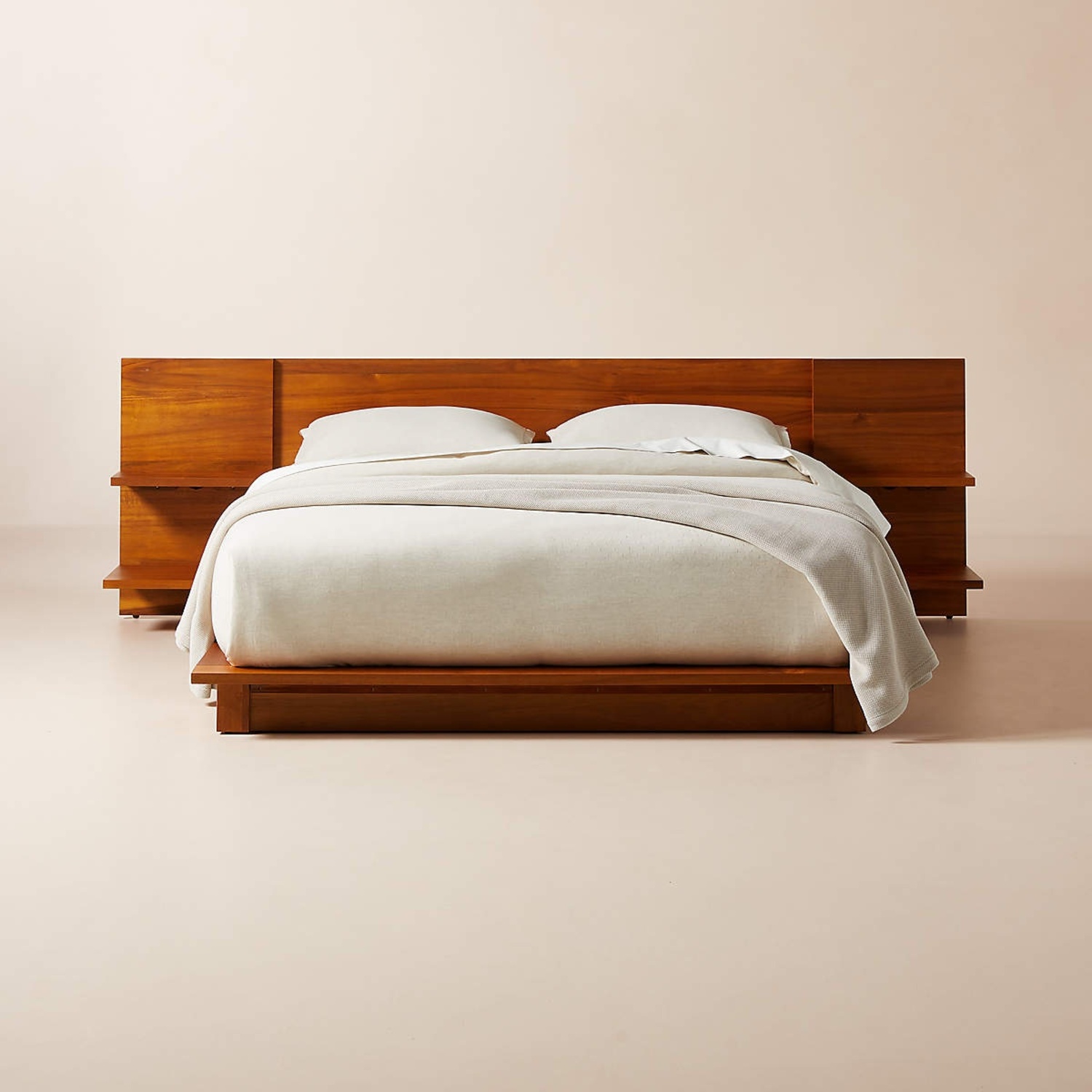 Andes Acacia Wood Platform Queen Bed W Nightstands - AptDeco