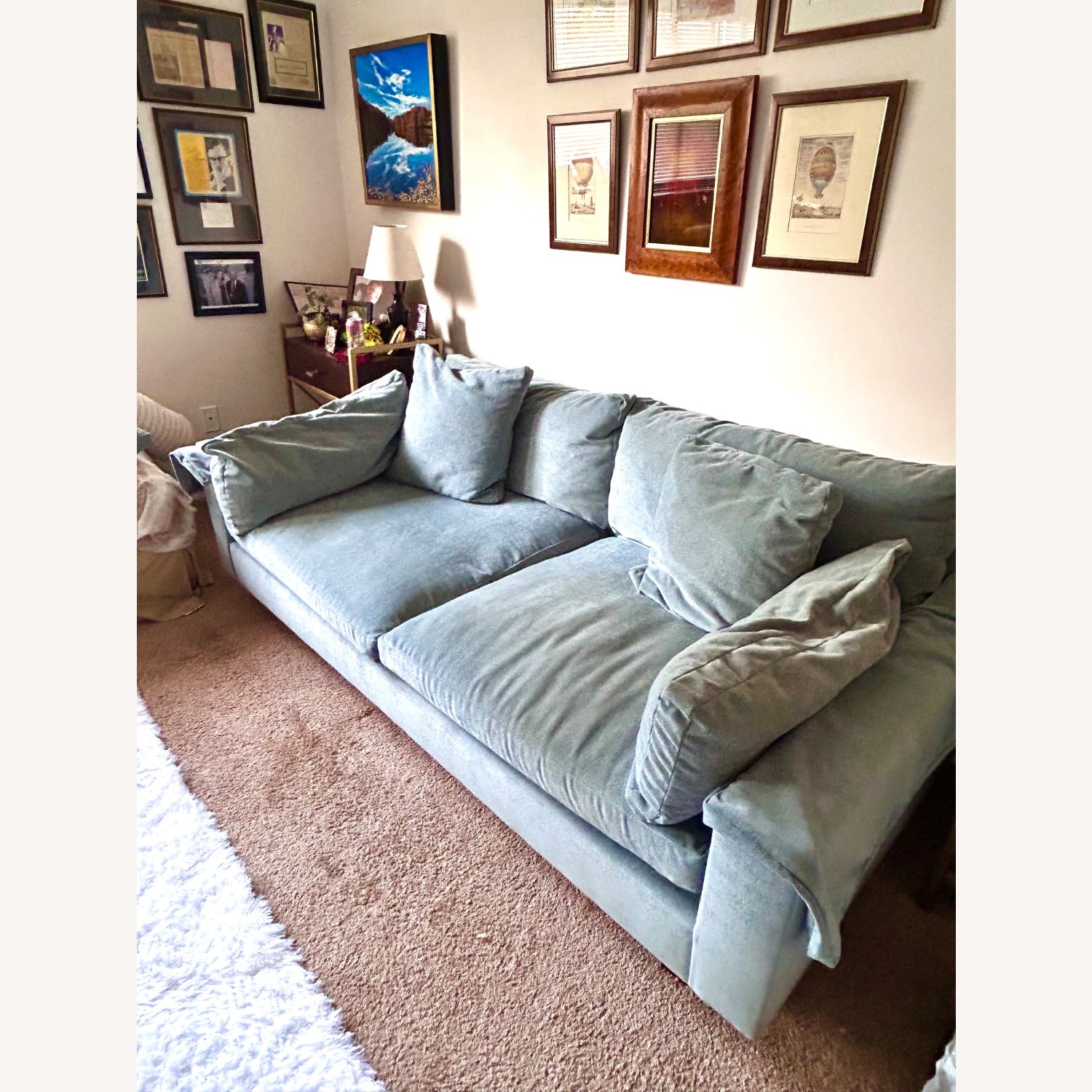 West Elm Harmony 82 inch Sofa in Ocean Velvet - AptDeco