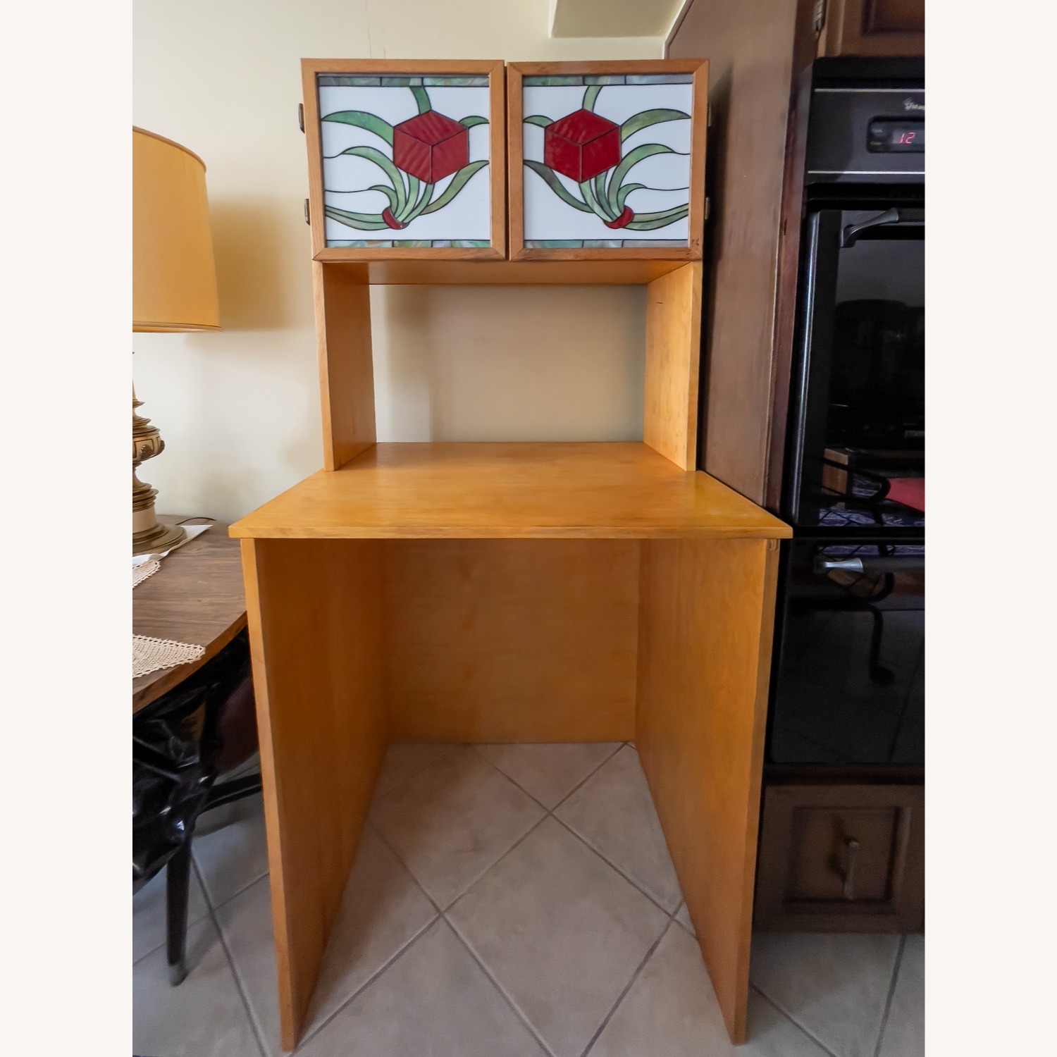 Handmade Stained Glass Kitchen Storage Cabinet  - image-1