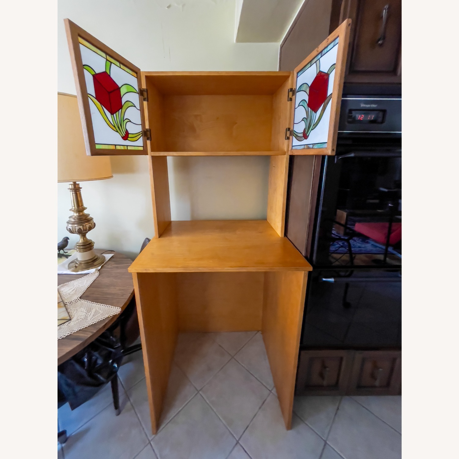 Handmade Stained Glass Kitchen Storage Cabinet  - image-2