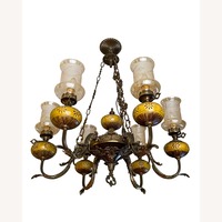Vintage Ceramic & Brass Chandelier