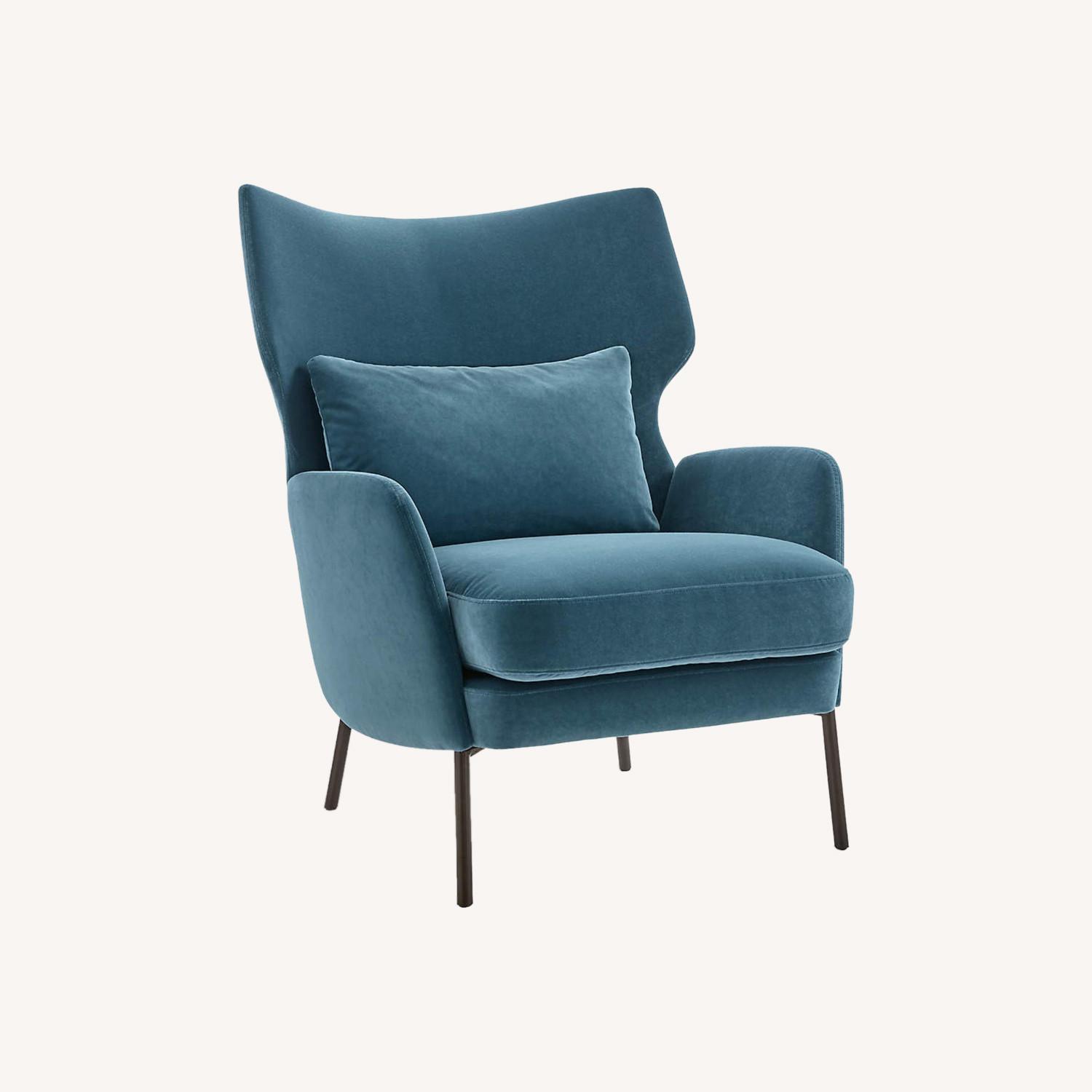 Alex Navy Blue Velvet Accent Chair - image-0