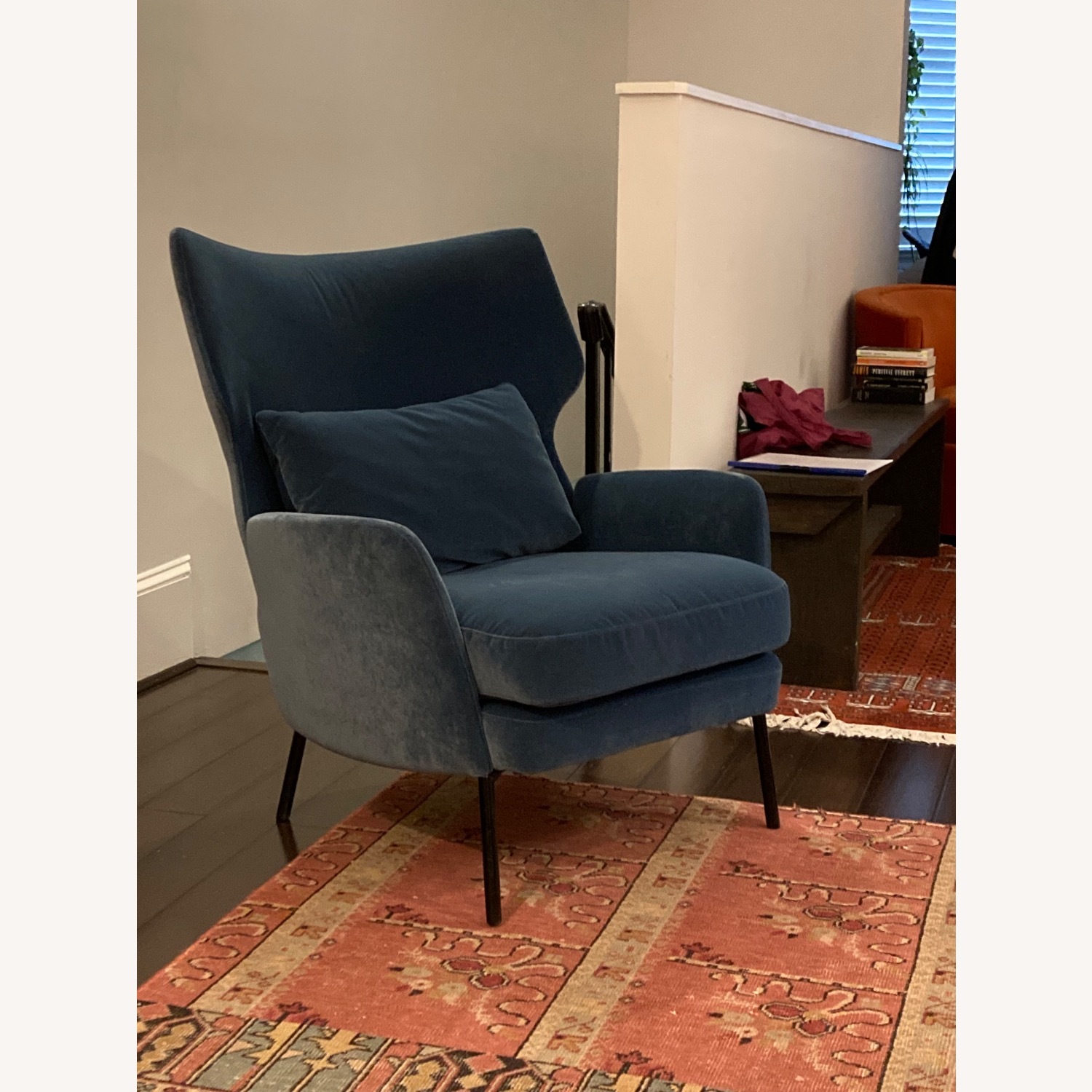 Alex Navy Blue Velvet Accent Chair - image-2