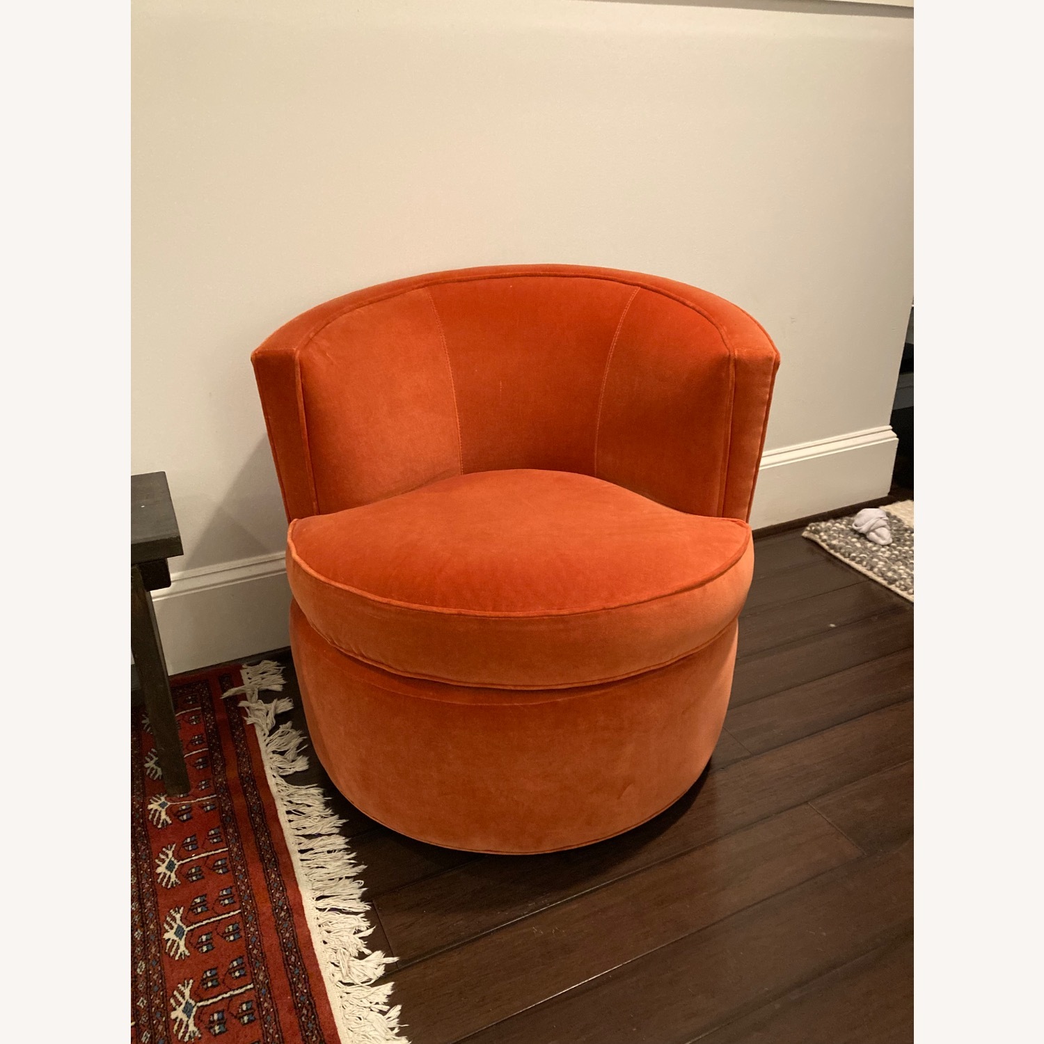 Orange Velvet Otis Swivel Chair - image-1