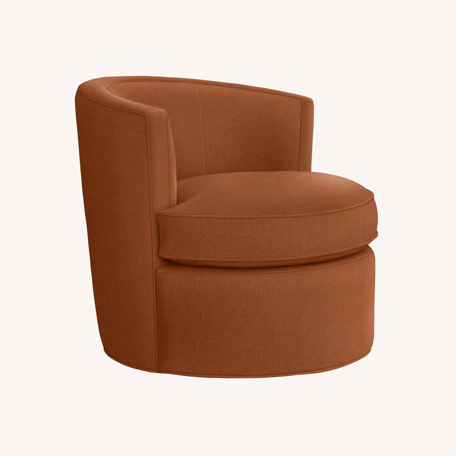 Orange Velvet Otis Swivel Chair - image-0