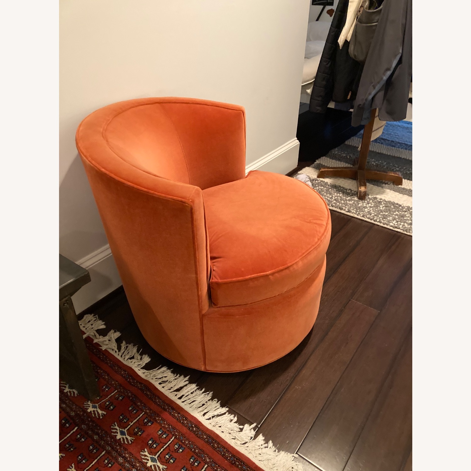 Orange Velvet Otis Swivel Chair - image-2