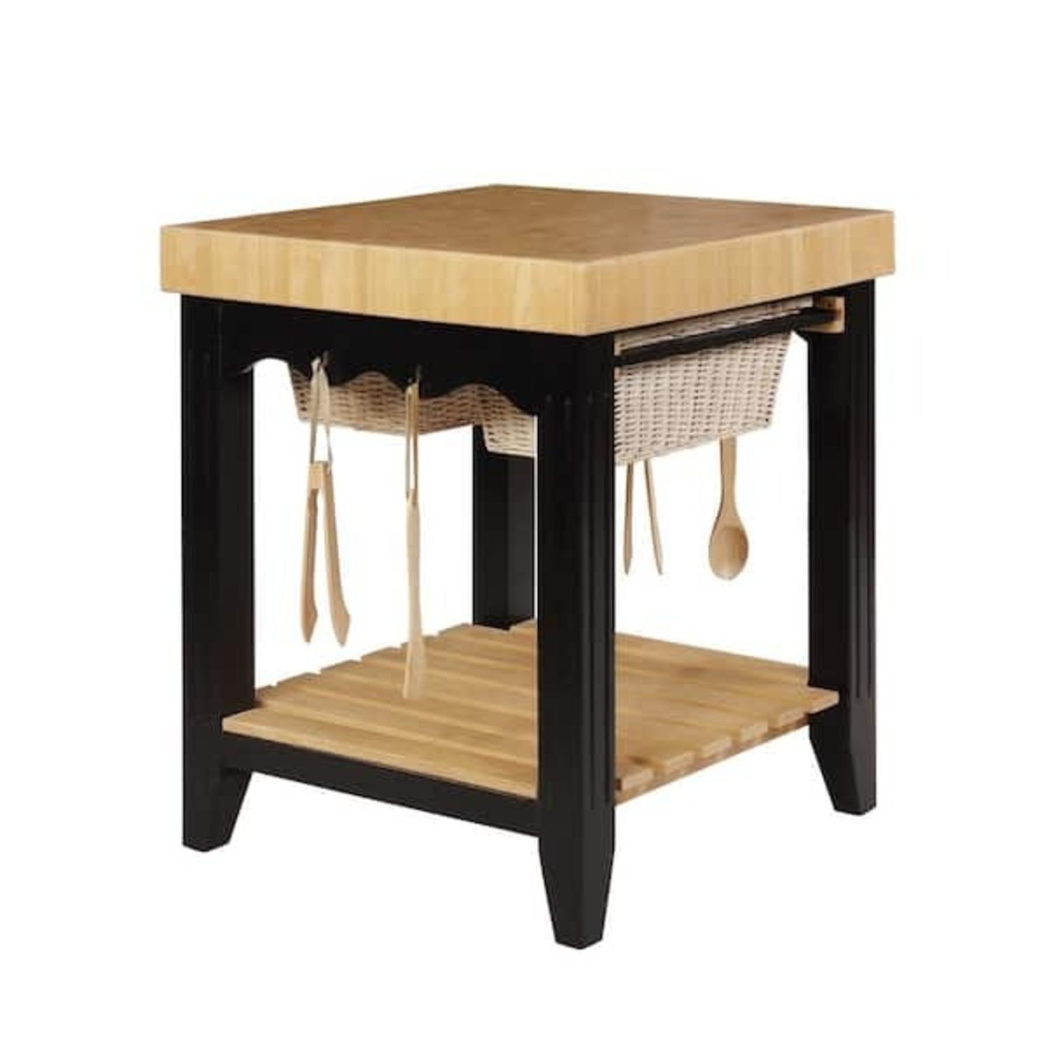 Kolton Black Kitchen Island Butcher Block - image-1