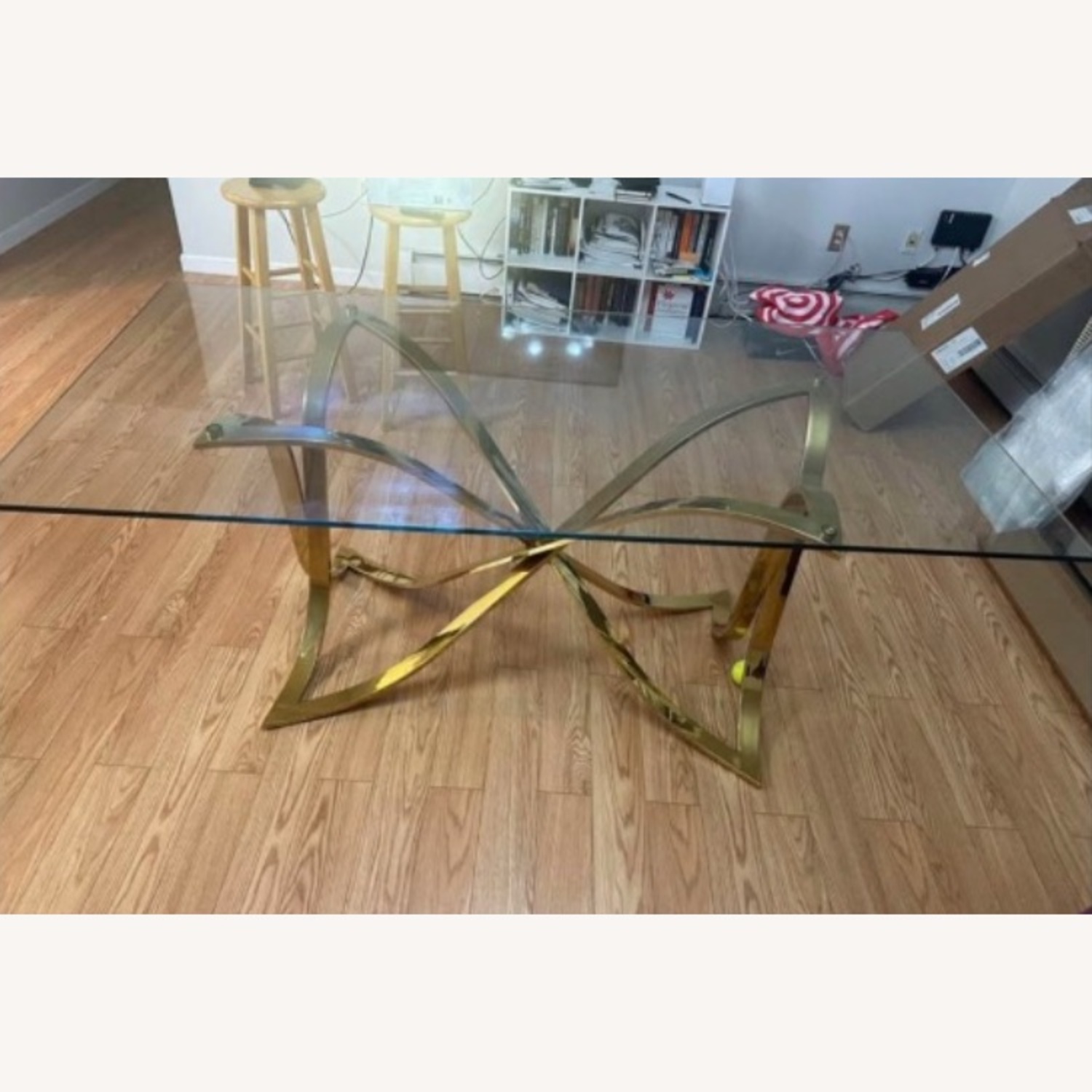 Modern Gold Base Glass Dining Table Seats 6–8 - image-4