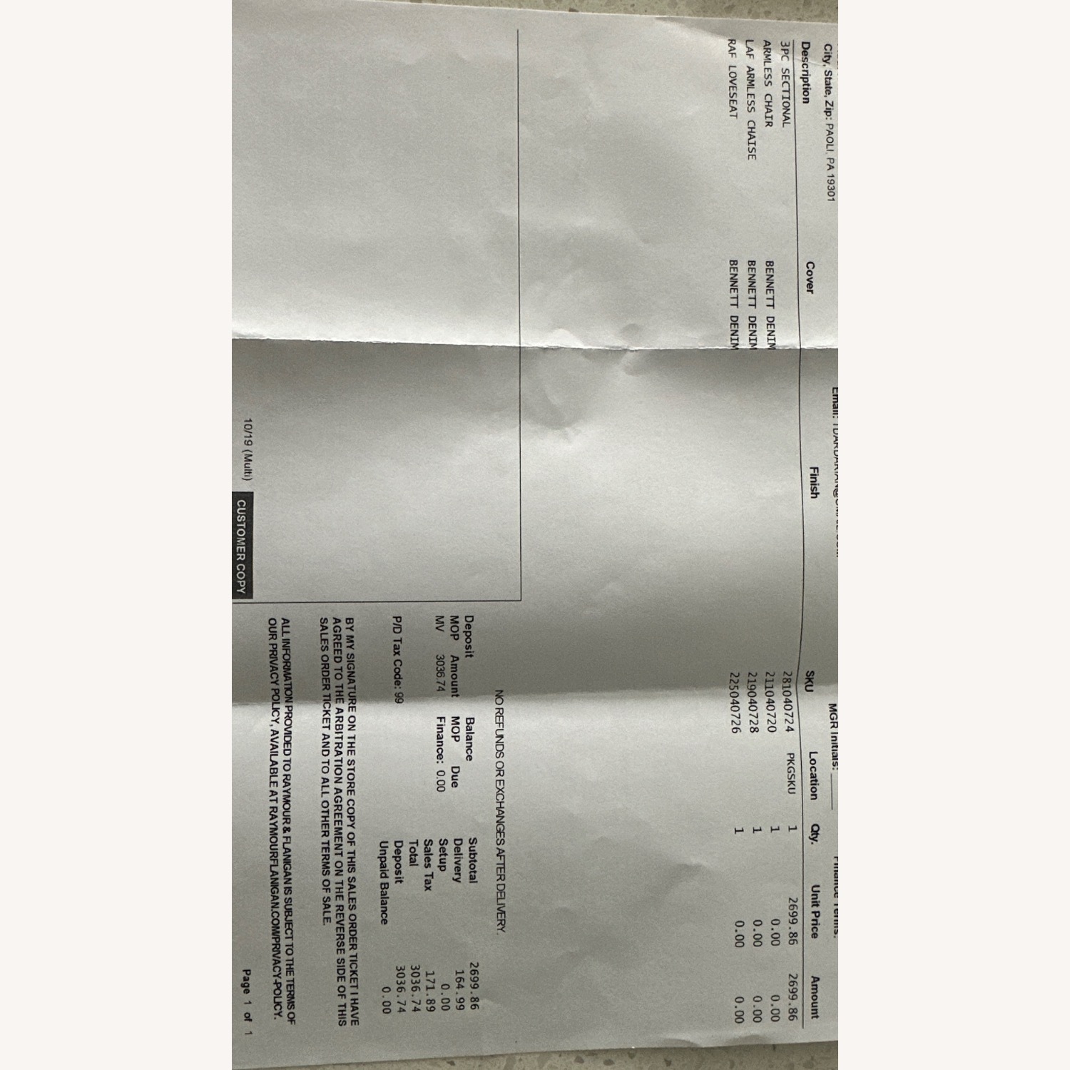 Raymour & Flanigan Bennett Denim Blue/Grey Sectional Sofa - image-4