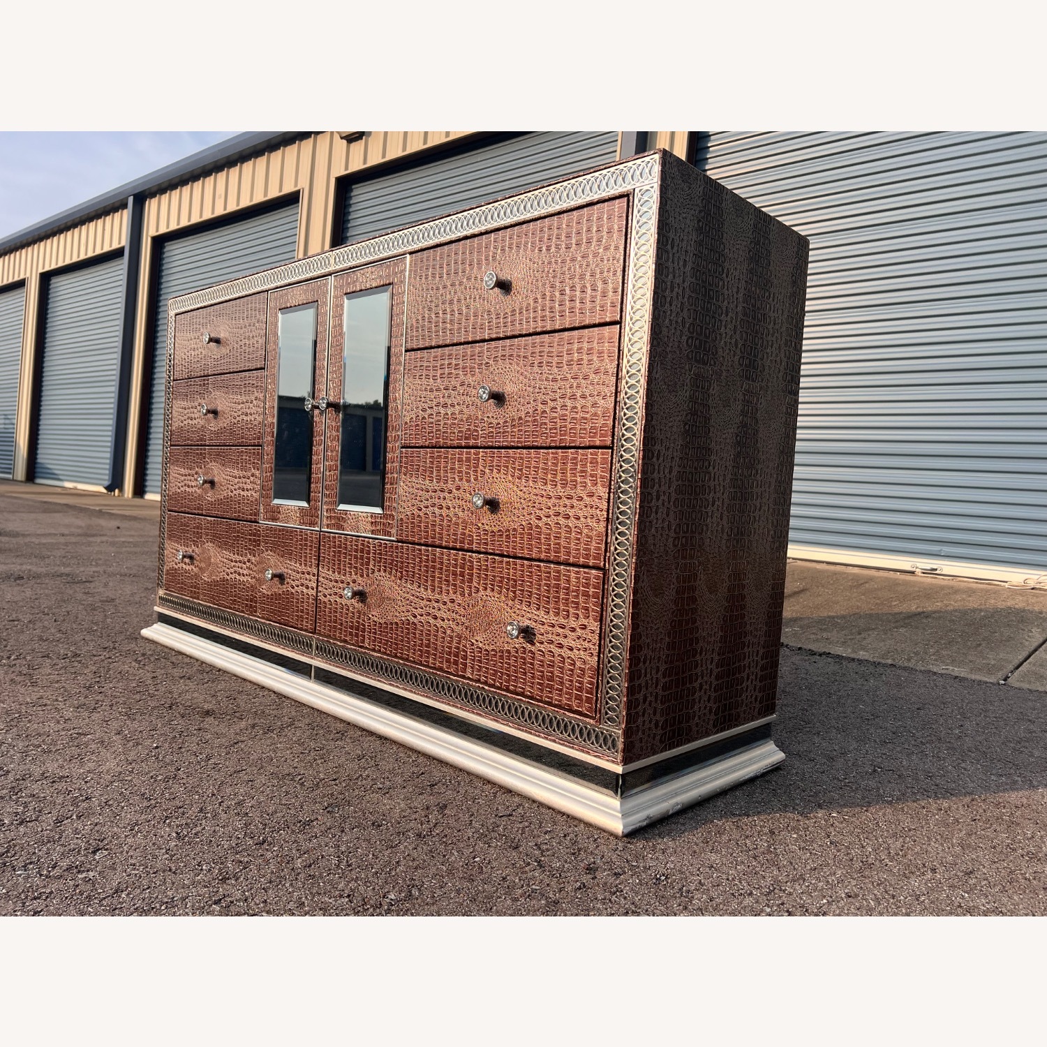 Michael Amini Brown Crystal Croc Dresser  - image-3