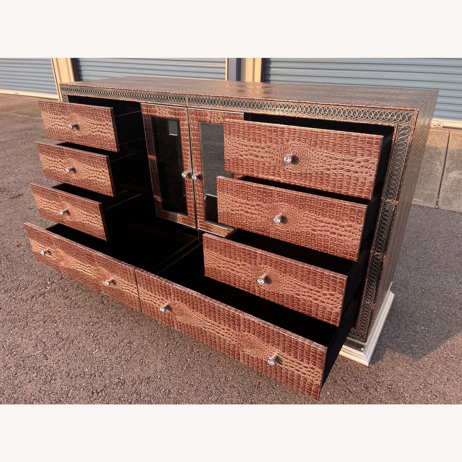 Michael Amini Brown Crystal Croc Dresser  - image-5