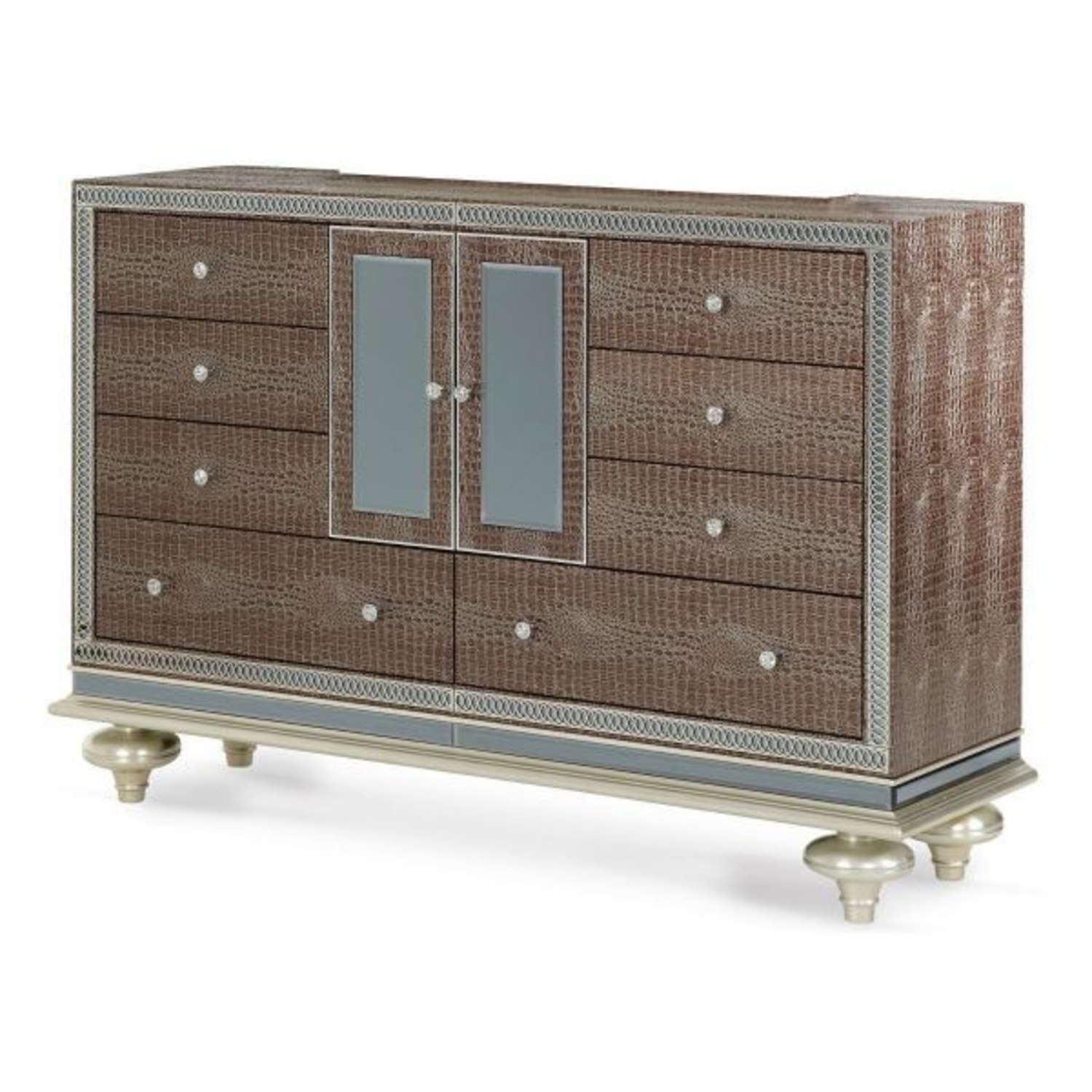 Michael Amini Brown Crystal Croc Dresser  - image-10