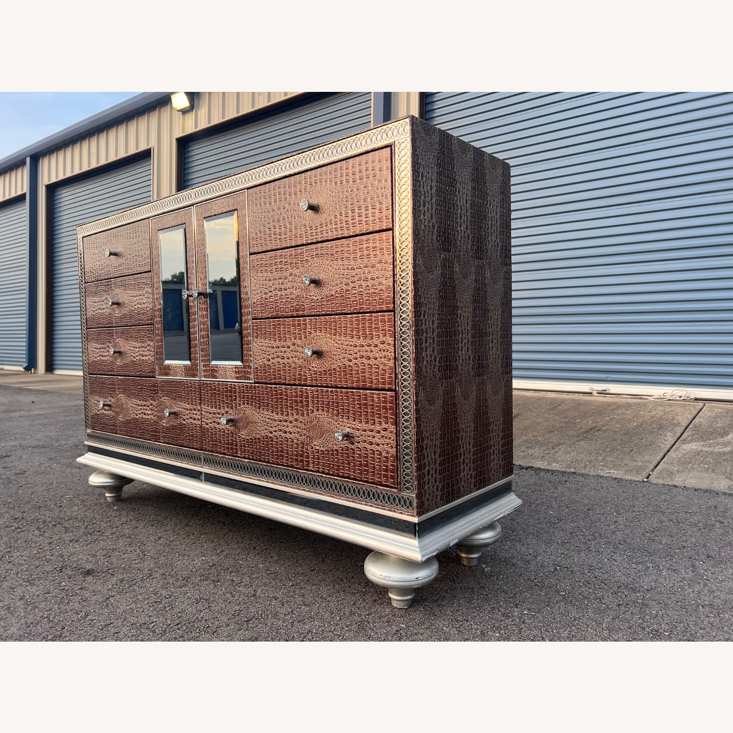 Michael Amini Brown Crystal Croc Dresser  - image-2