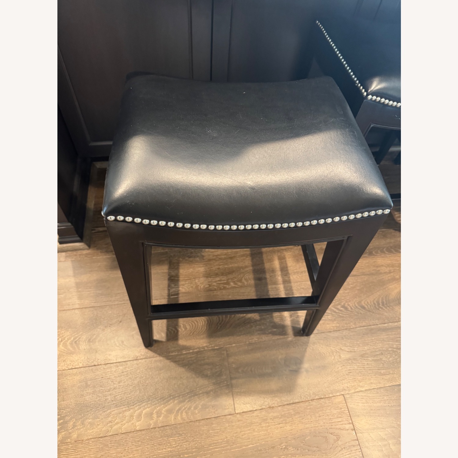 Three Bar Stools With Leather Seats - image-1