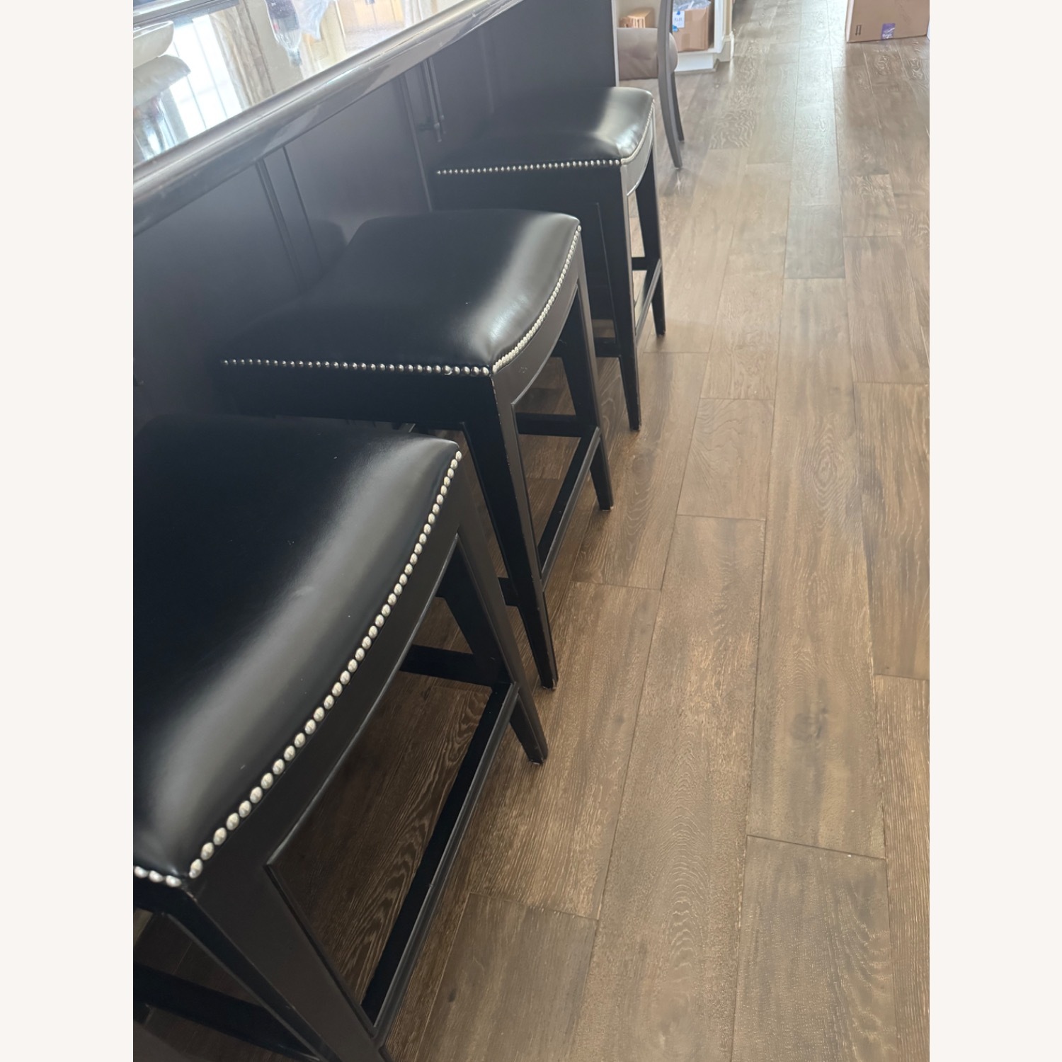 Three Bar Stools With Leather Seats - image-3
