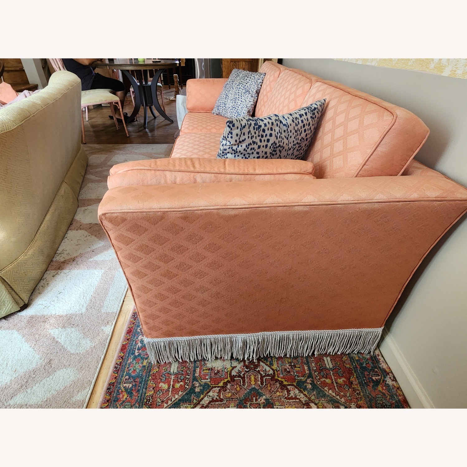 Coral Pink Midcentury Sofa - image-2