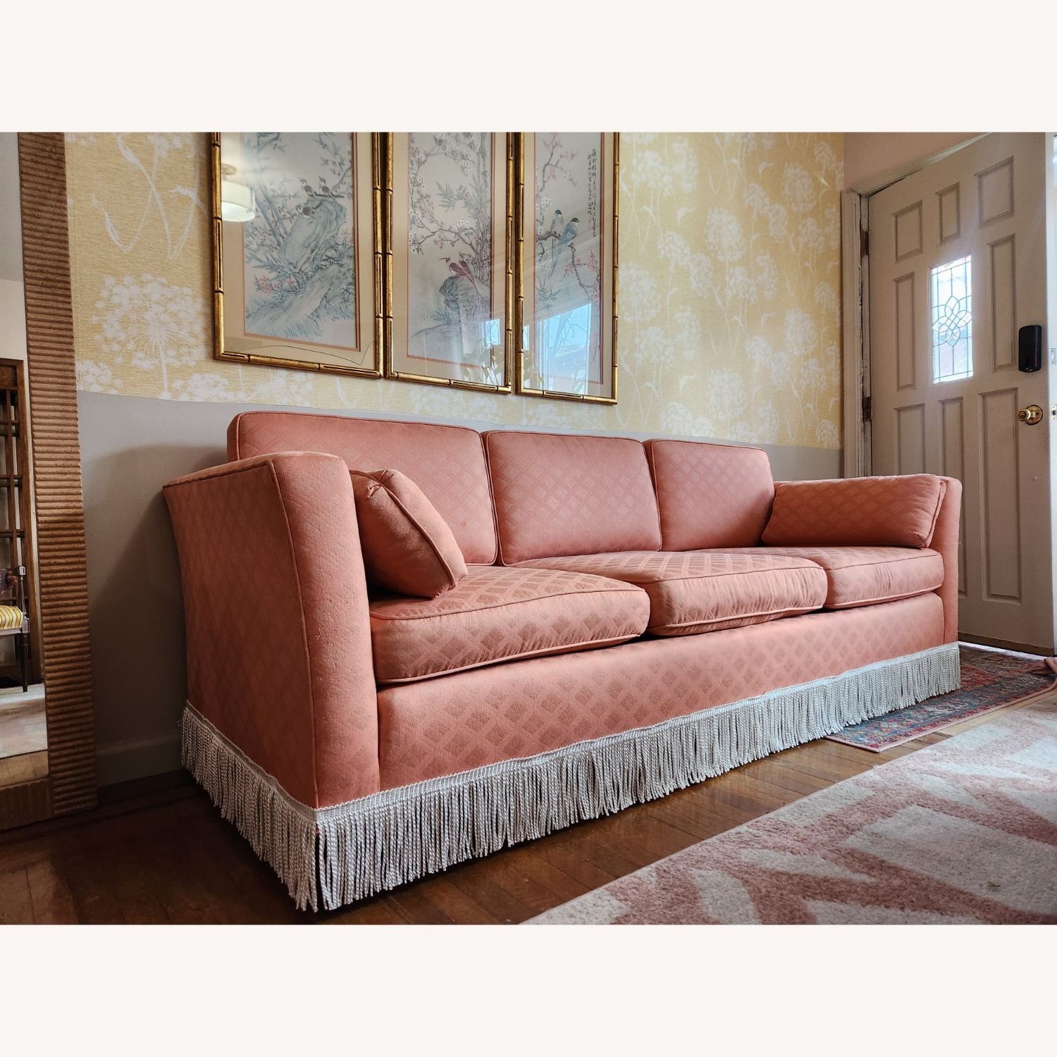 Coral Pink Midcentury Sofa - image-3