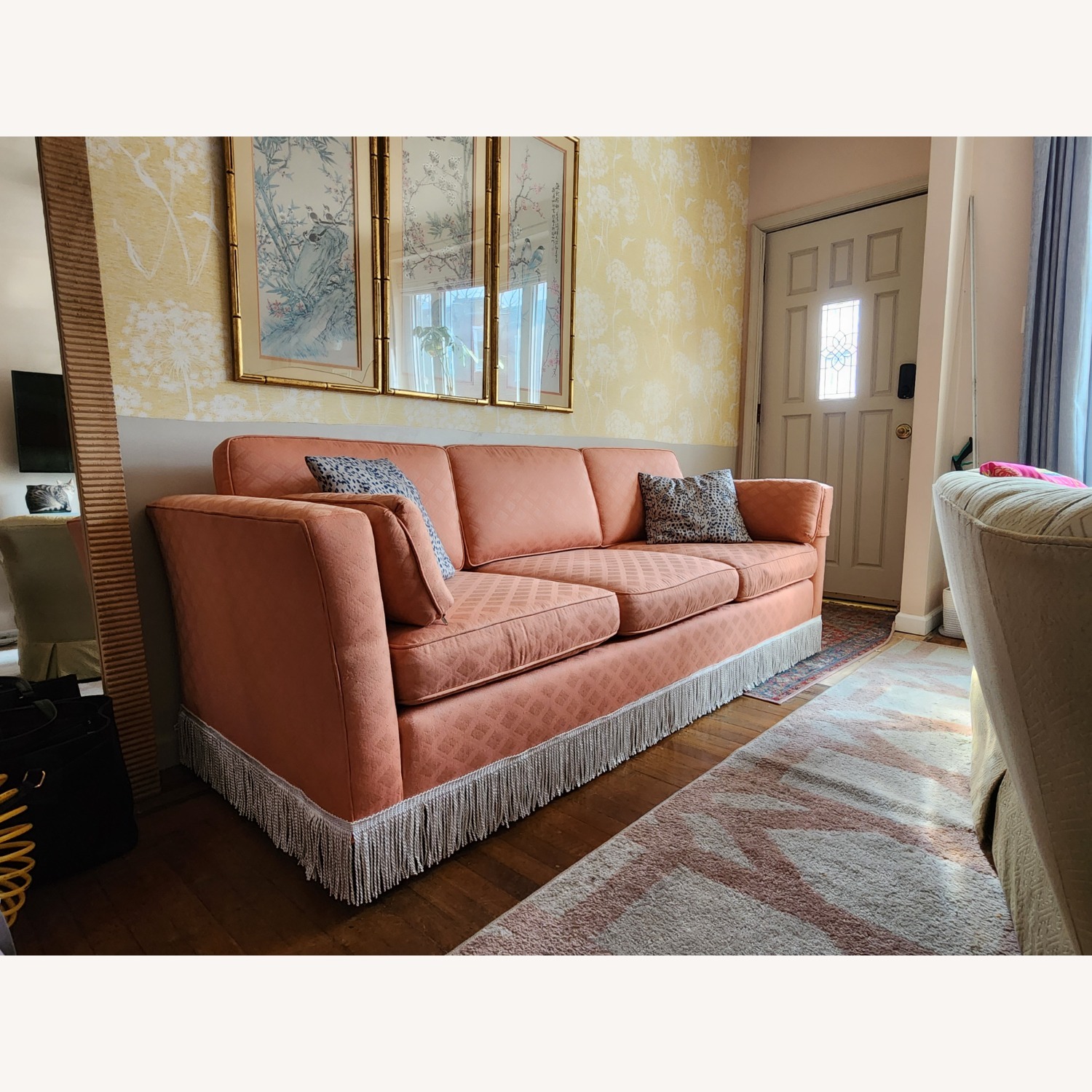 Coral Pink Midcentury Sofa - image-0