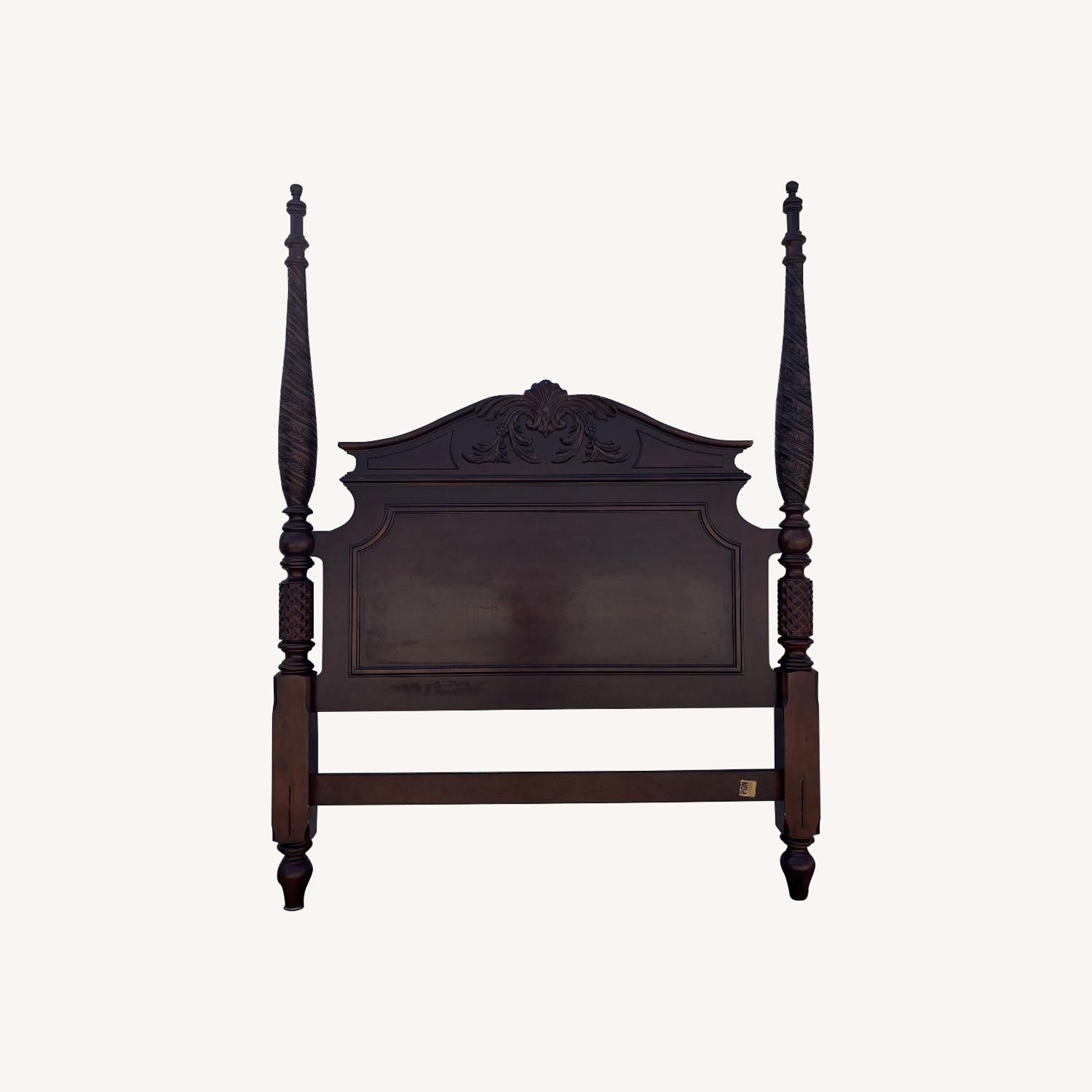 Vintage Four Poster Mahogany Queen Bed - image-0