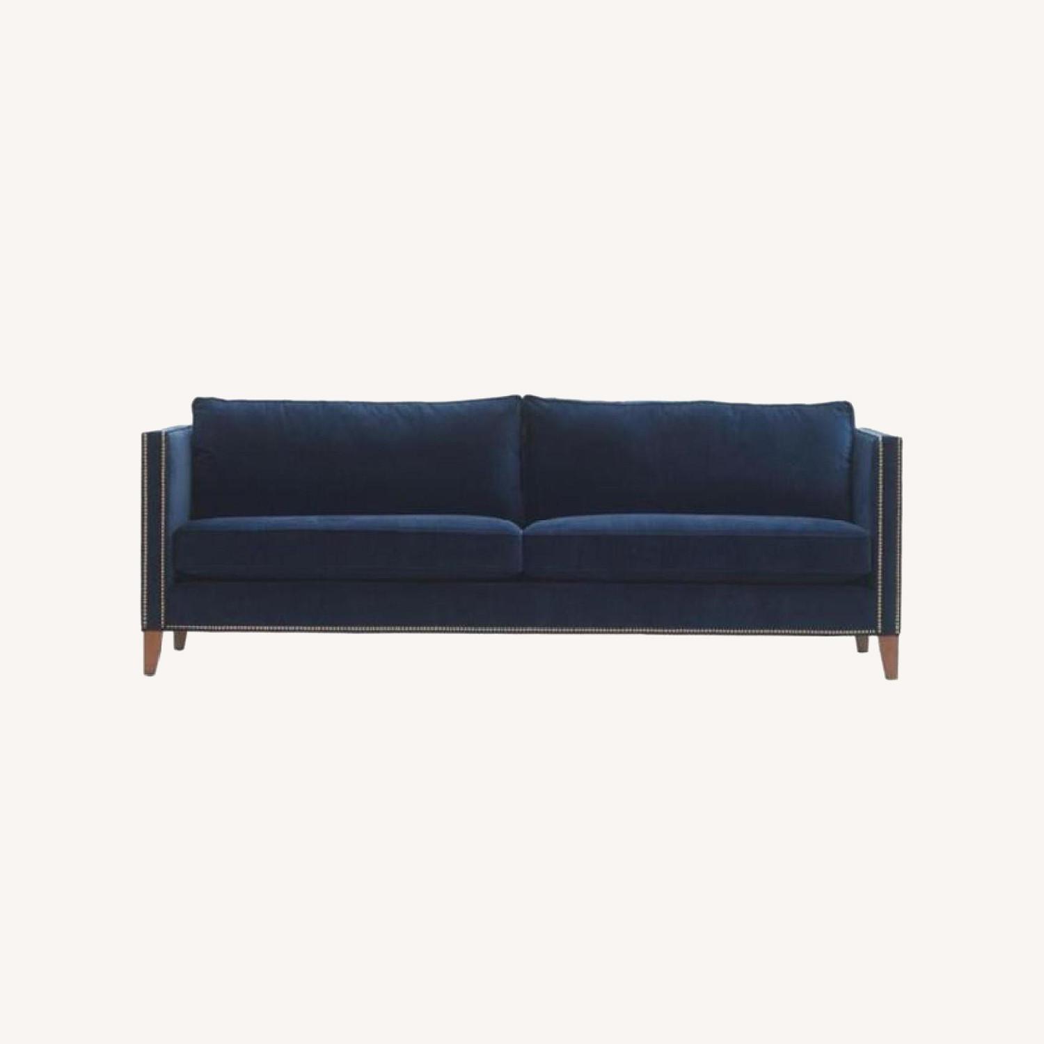 Mitchell Gold Navy Blue Velvet Sleeper Sofa - image-0