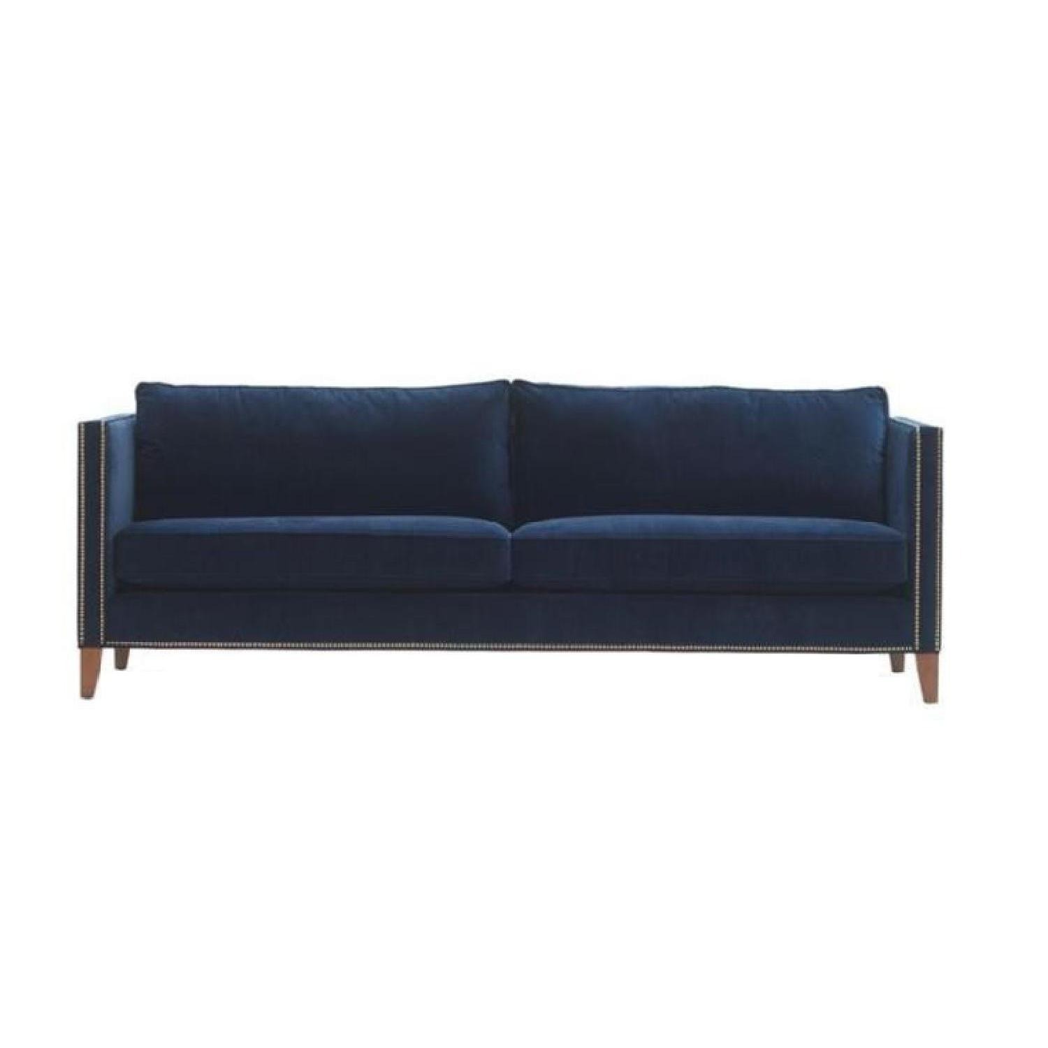 Mitchell Gold Navy Blue Velvet Sleeper Sofa - image-1