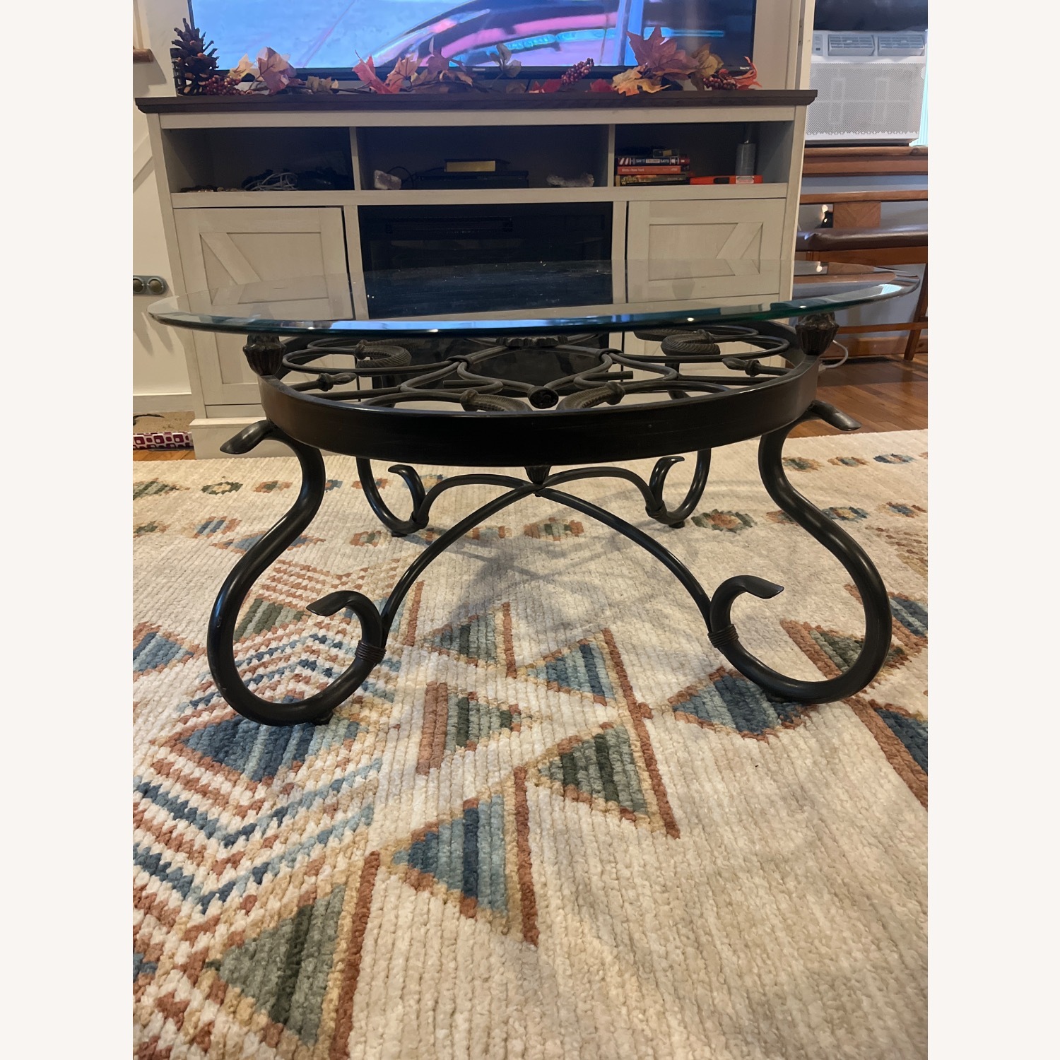 Wrought Iron Glass Coffee Table - image-2