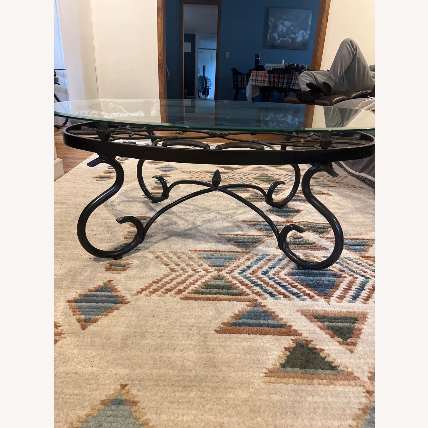 Wrought Iron Glass Coffee Table - image-3