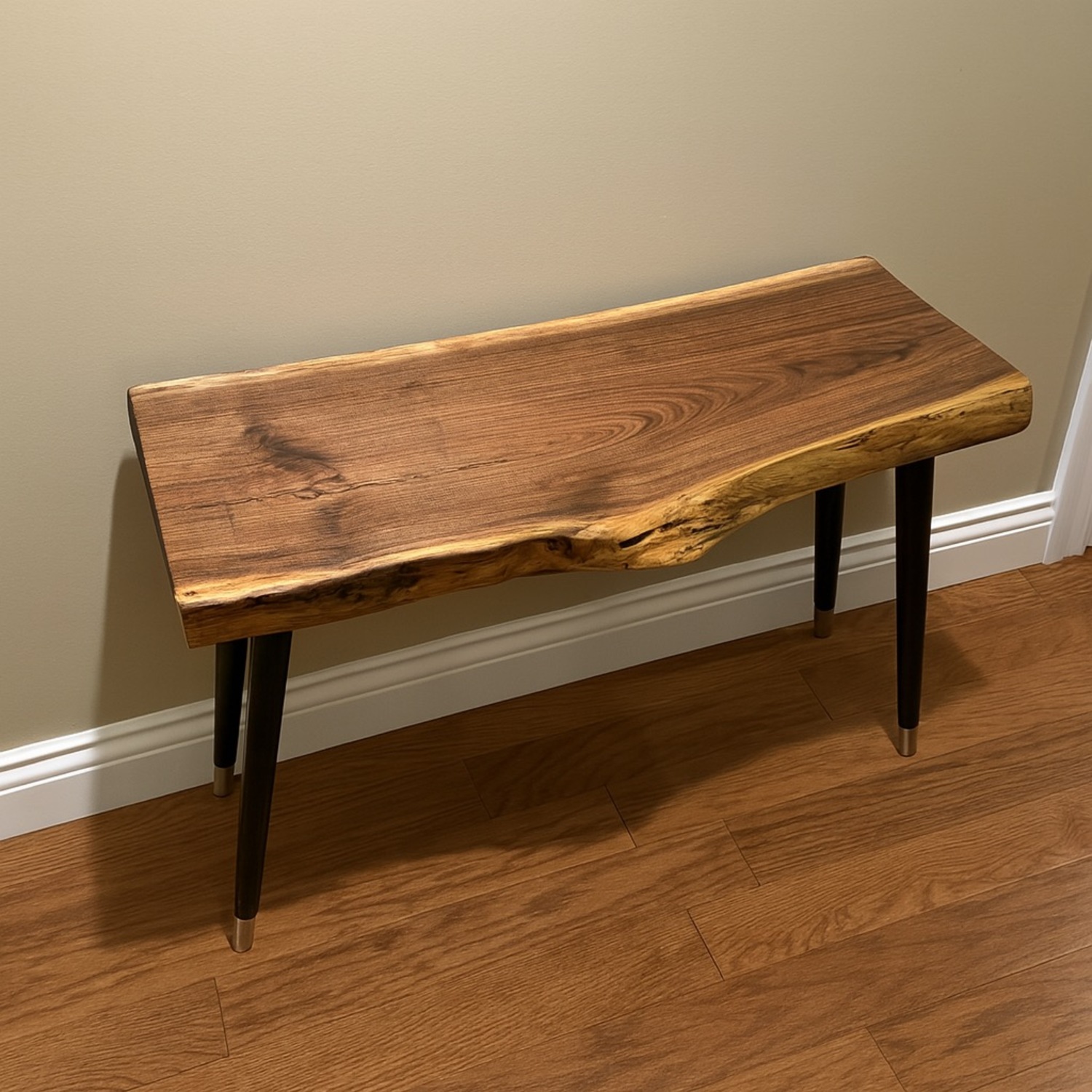 Handcrafted Live Edge Walnut Entryway Bench - image-3
