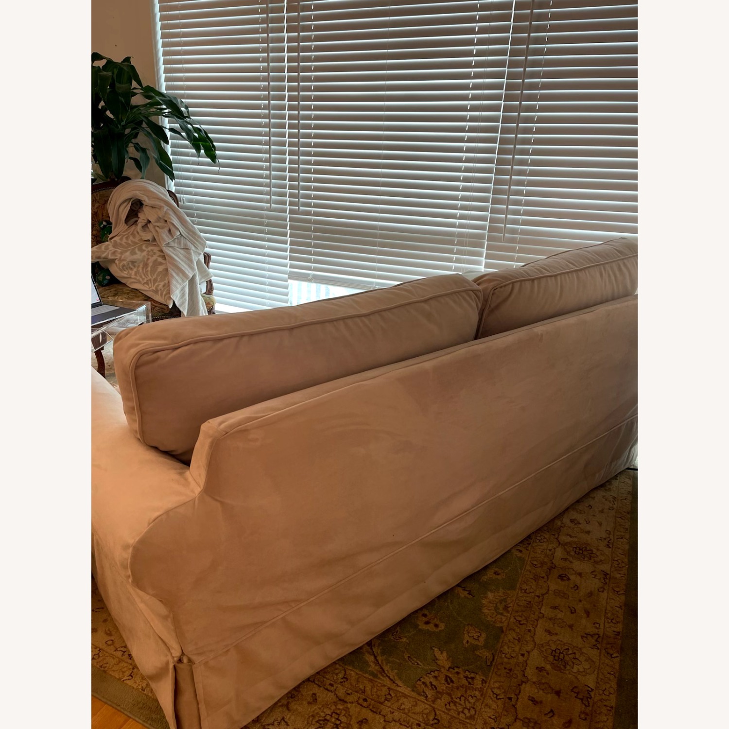 Pottery Barn Natural Velvet Sofa - image-4