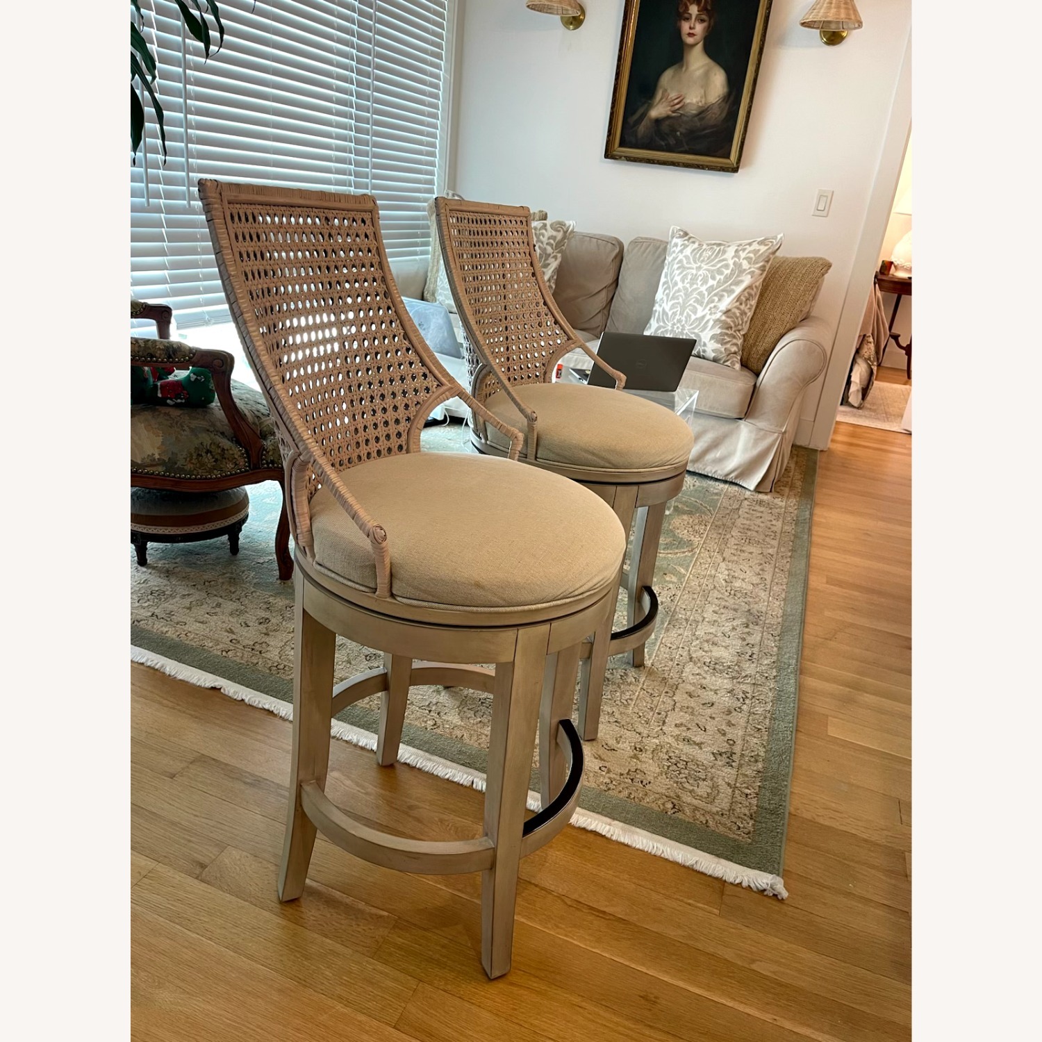 Ballard Designs Natural Swivel Counter Stools - image-2