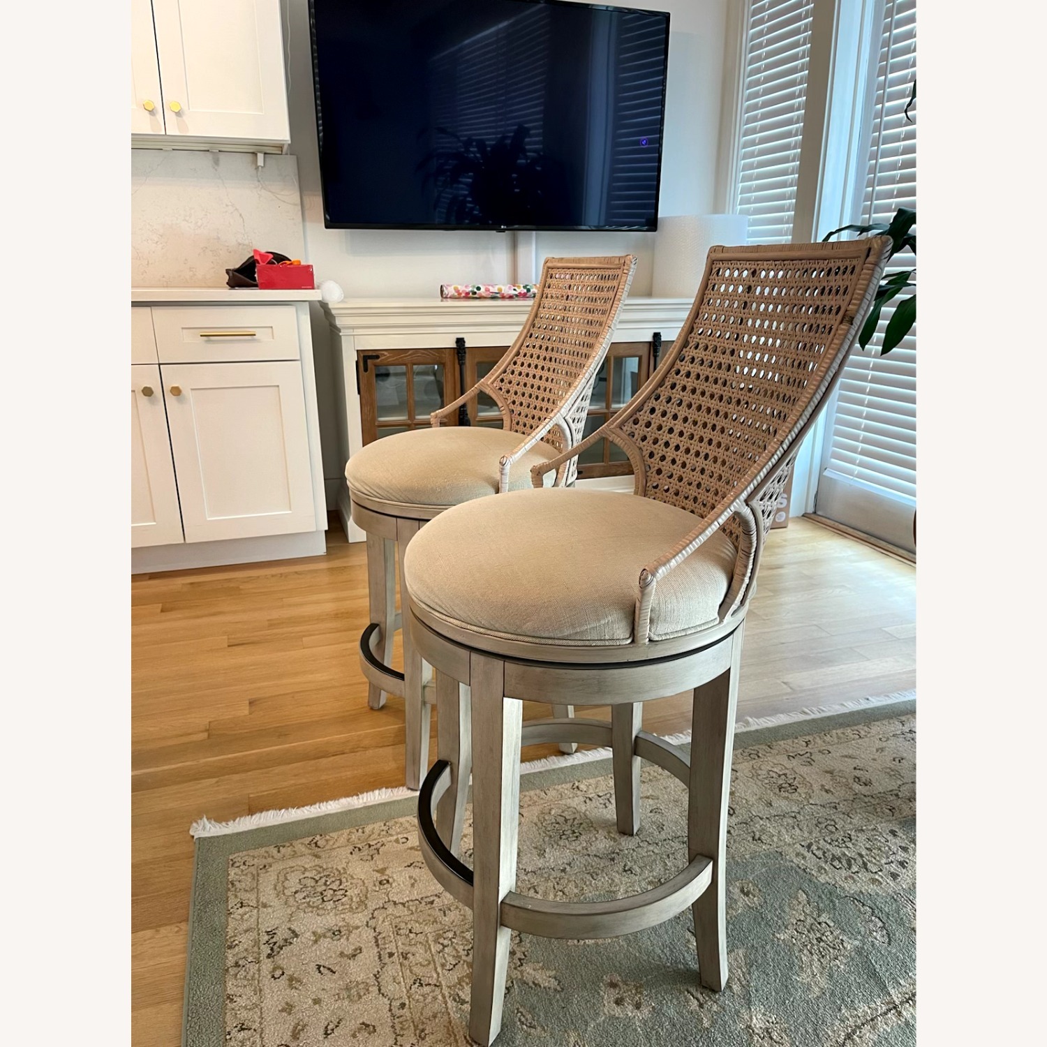 Ballard Designs Natural Swivel Counter Stools - image-3