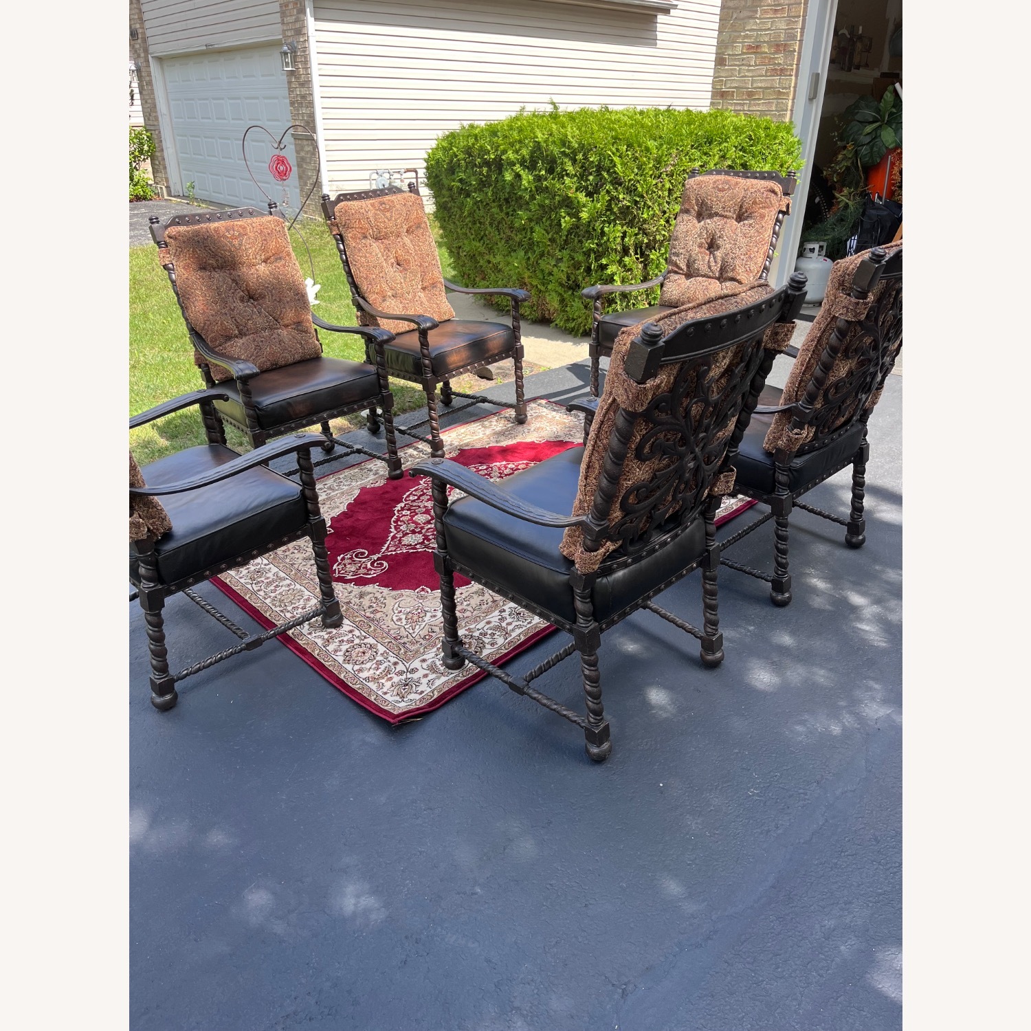 Set of 6 Vintage Spanish Revival Cast Iron Chairs - image-1