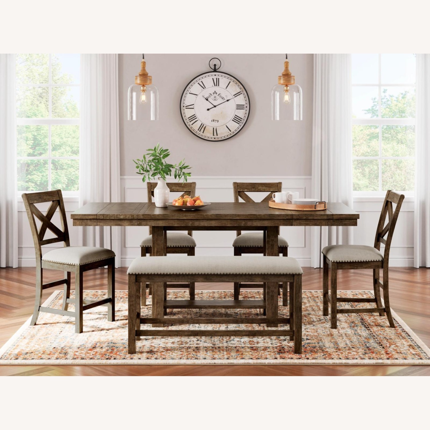 Dining Table and 4 Barstools and Bench - image-1