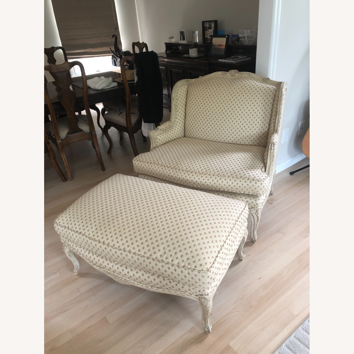 Country French Chair with Ottoman - image-1