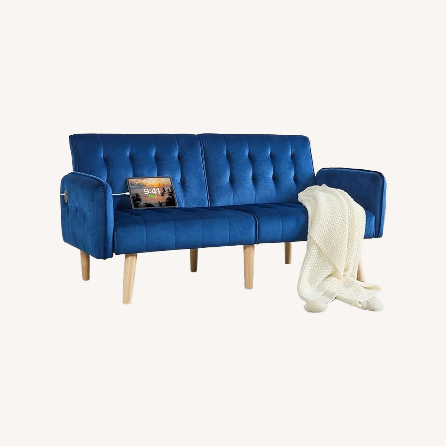 Amazon Velvet Futon Couch - image-0