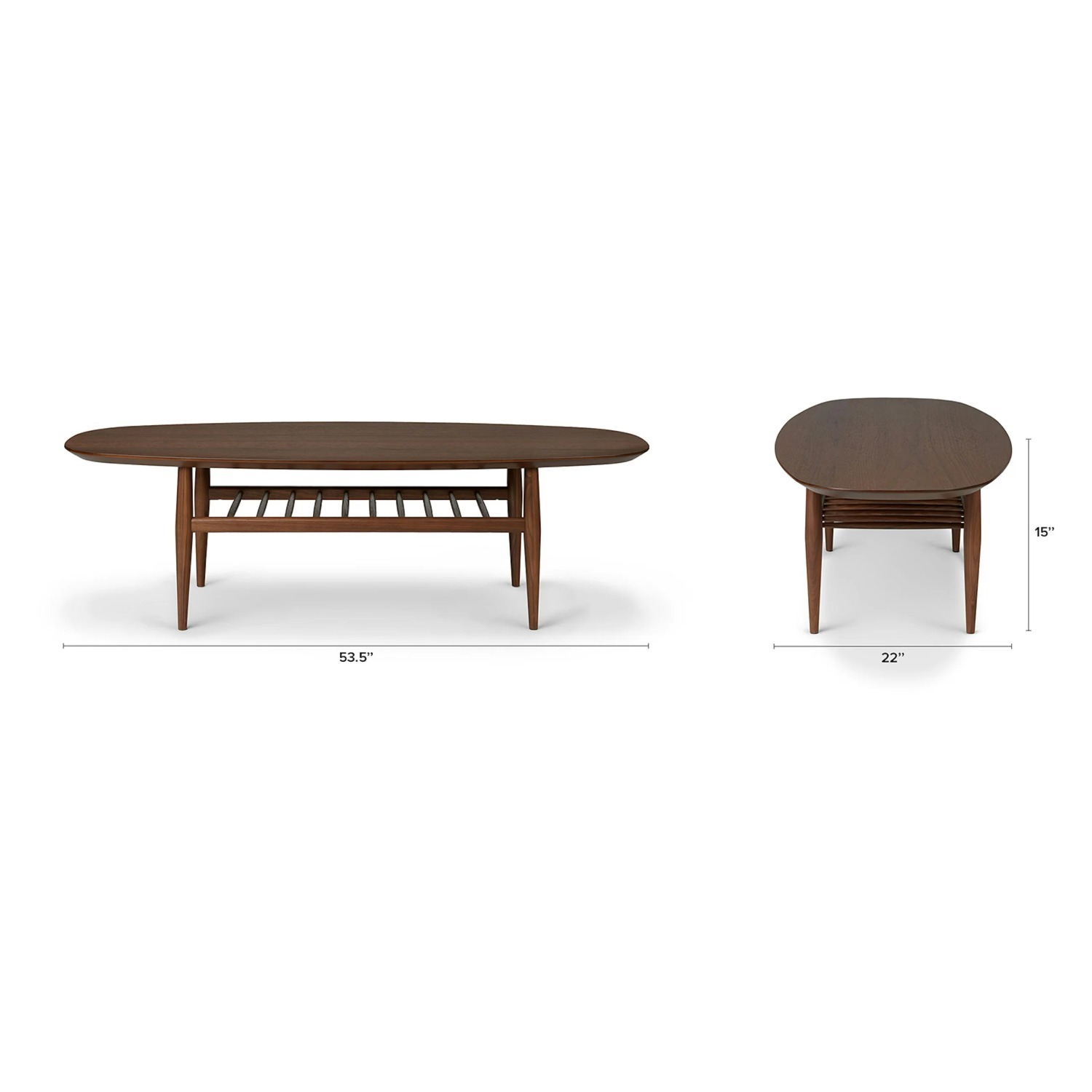 Article - Lenia 53.5" Oval Coffee Table - Walnut - image-2