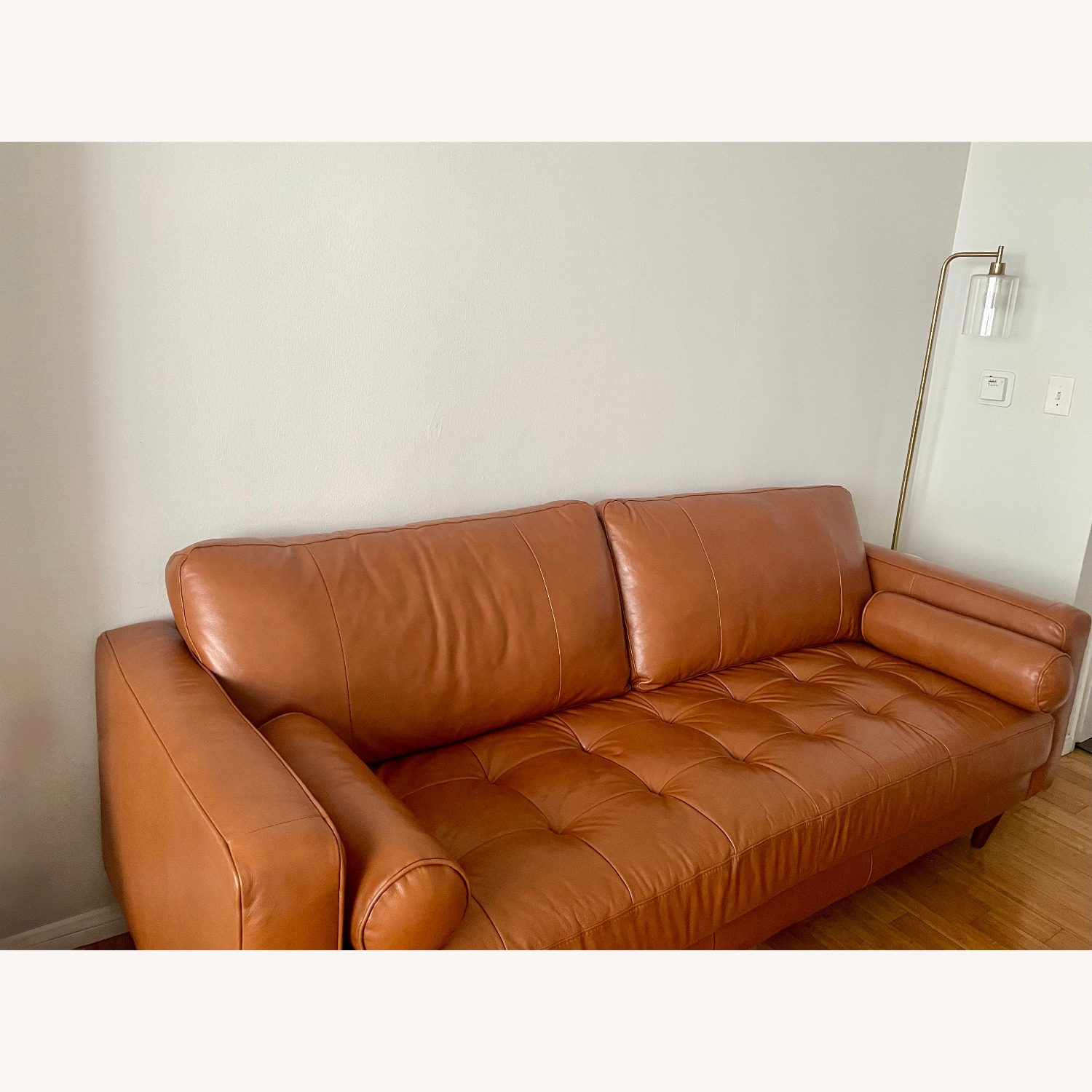 Mercury Row Leather Tufted Sofa Cognac Brown - image-4